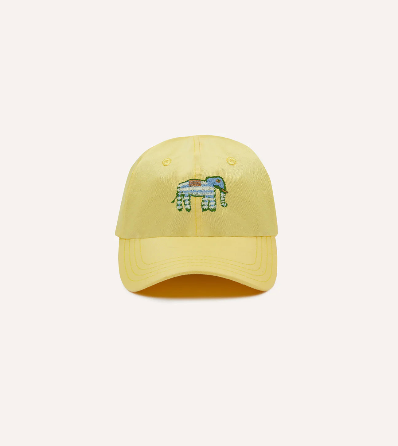 Elephant Embroidered Baseball Cap - Lemon
