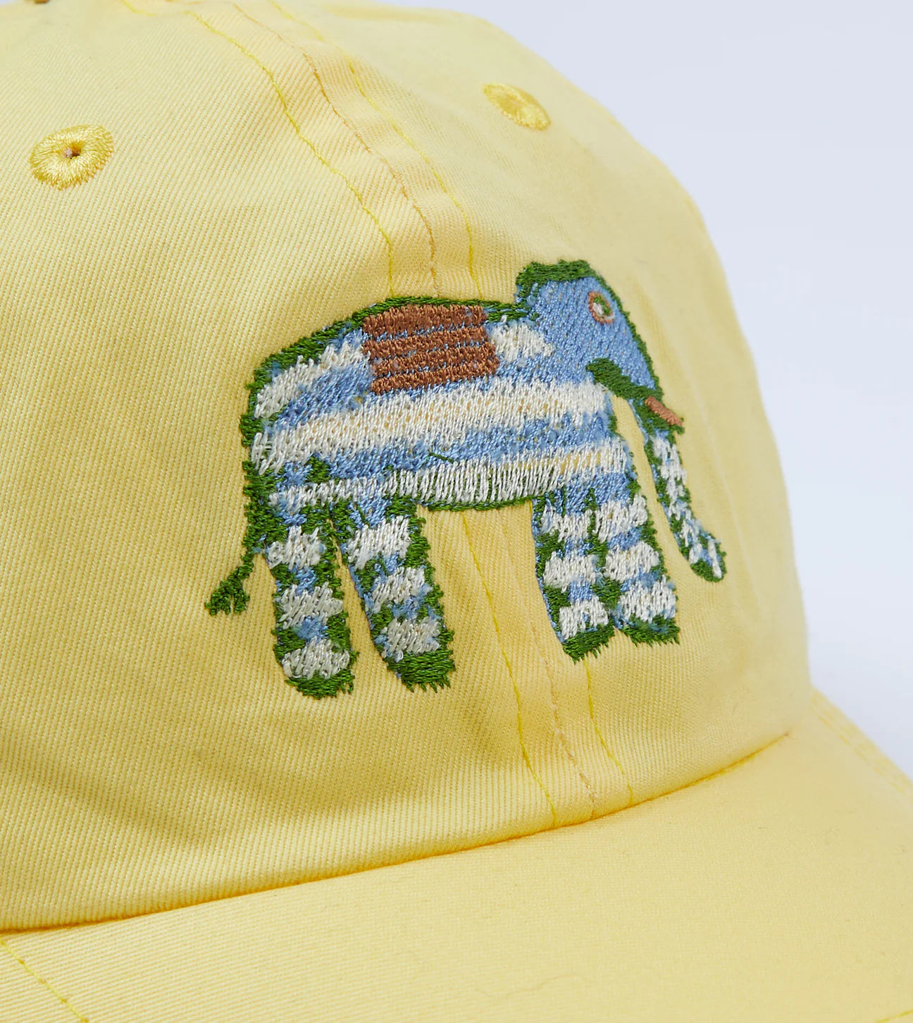 Elephant Embroidered Baseball Cap - Lemon