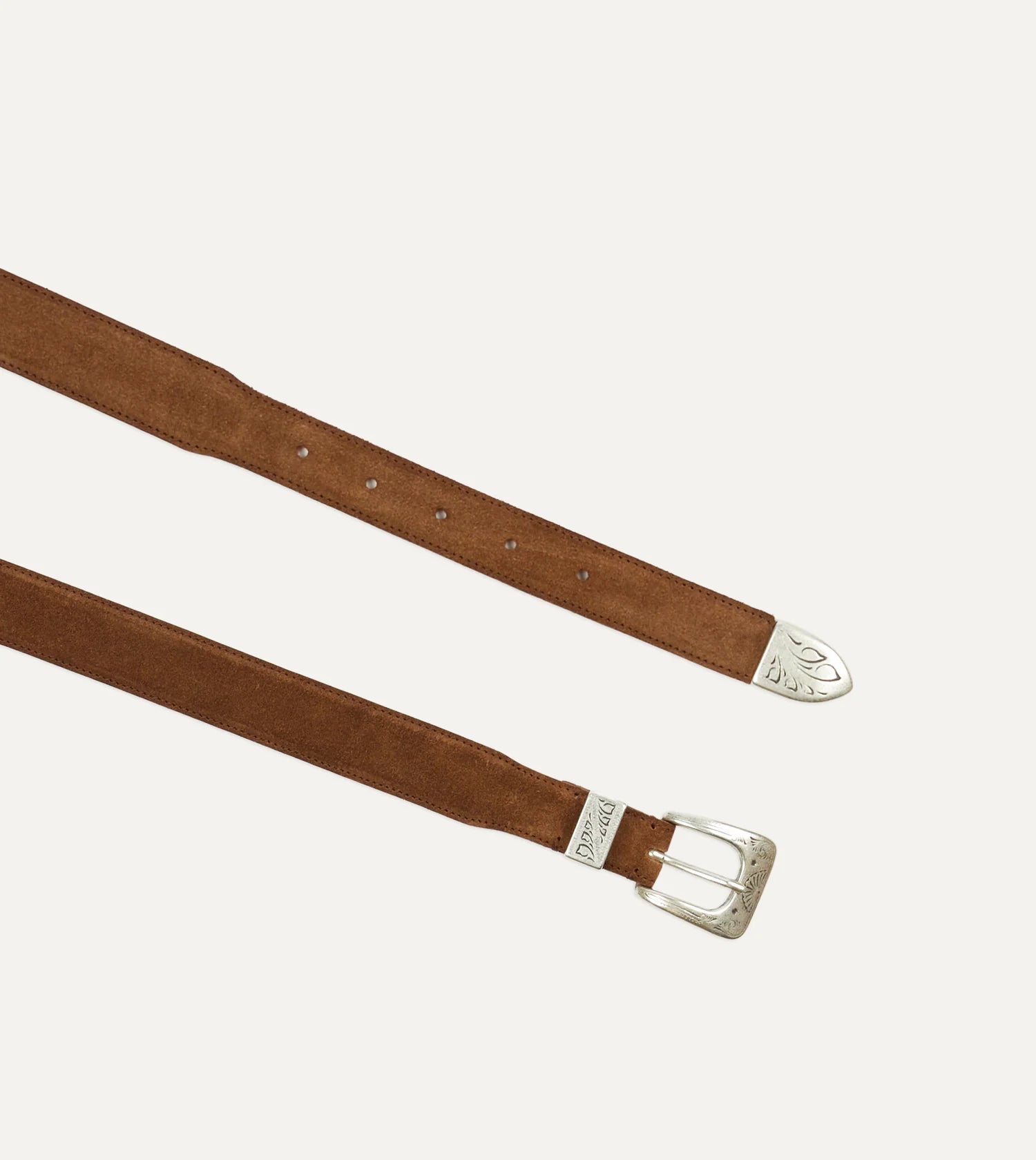 Drake's Suede Western Belt - Tobacco