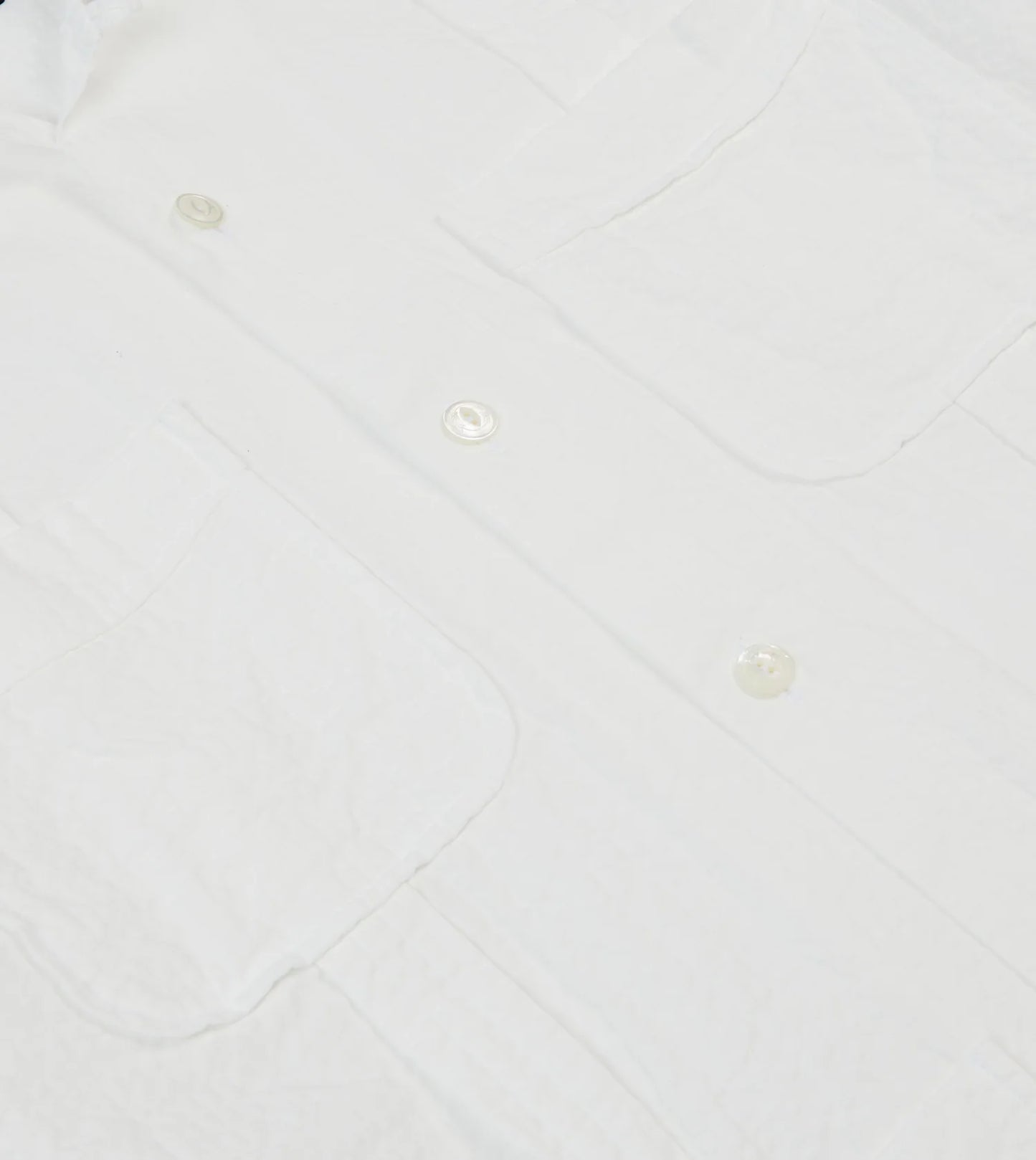 Cotton-Linen Seersucker Cuban Short Sleeve Shirt - White