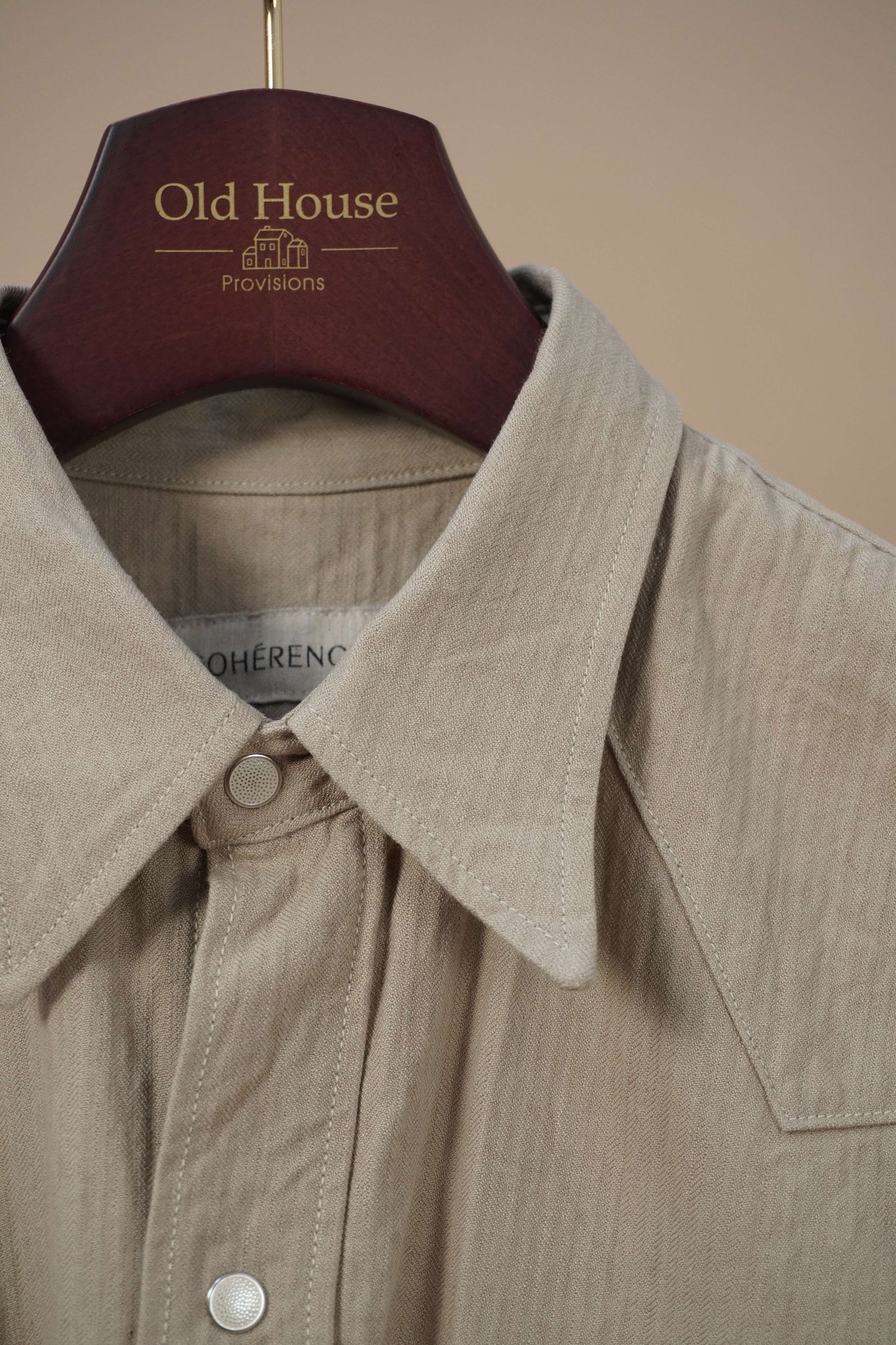 ABIQUIU Western Shirt - Ivory Linen/Cotton Chevron