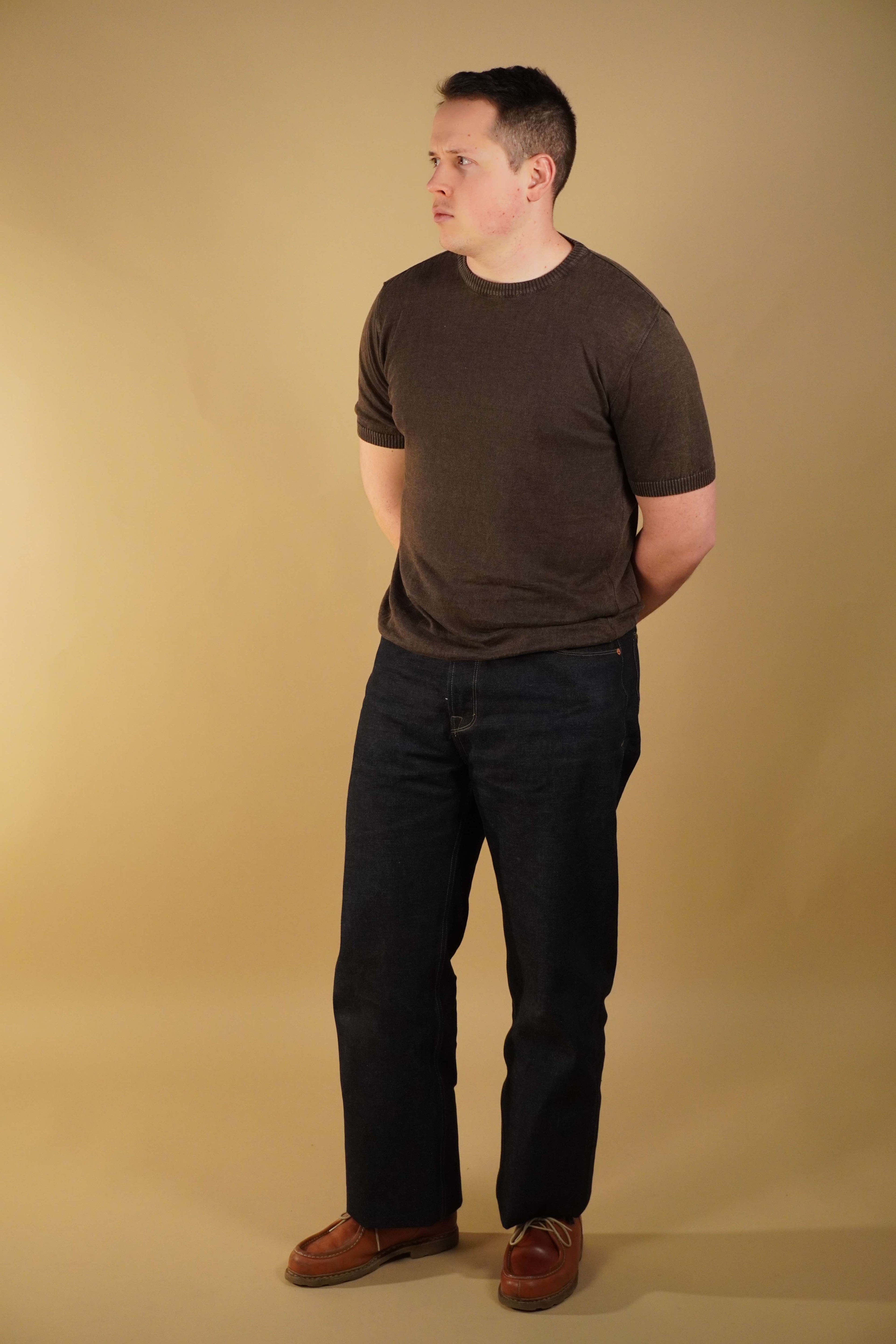 Linen Knitted T-Shirt - Brown