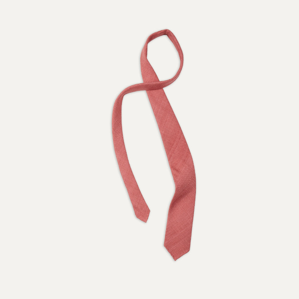 Silk Tussah Handrolled Tie; Salmon