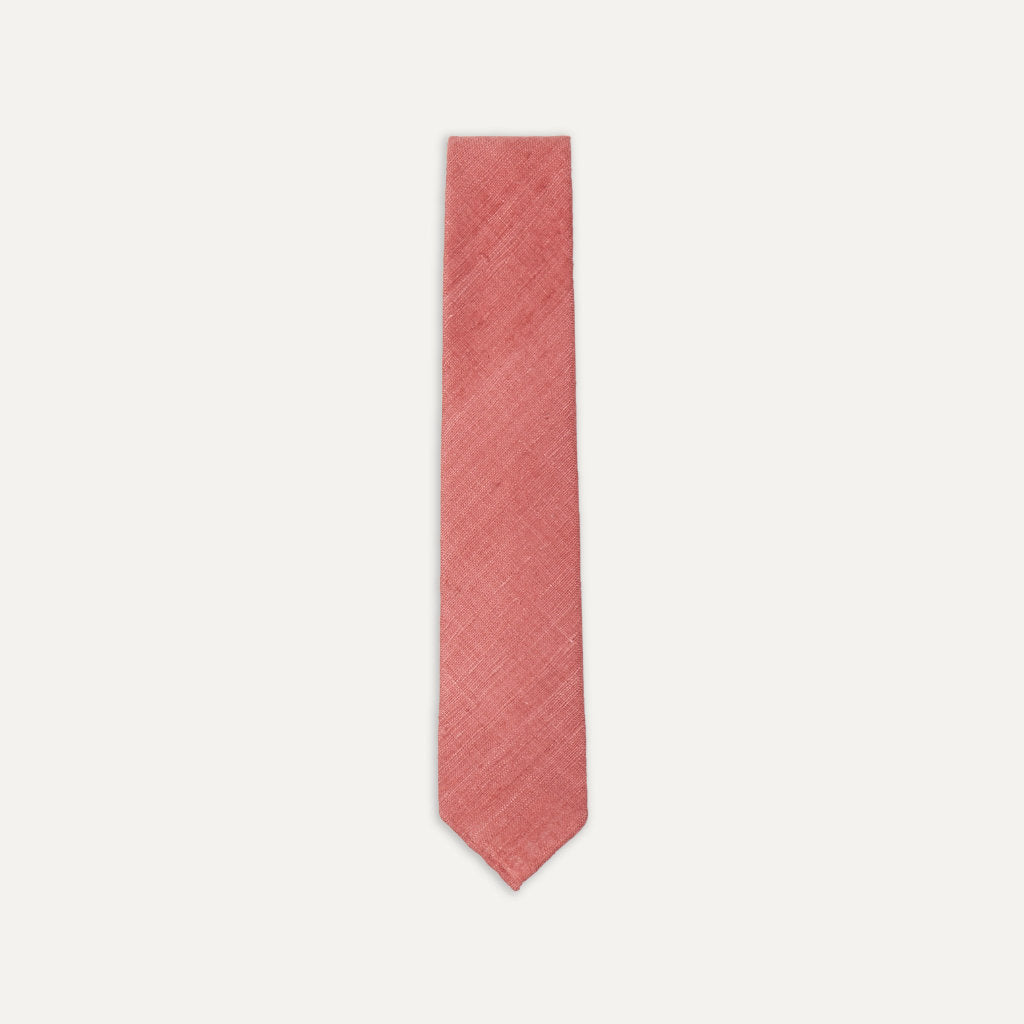 Silk Tussah Handrolled Tie; Salmon