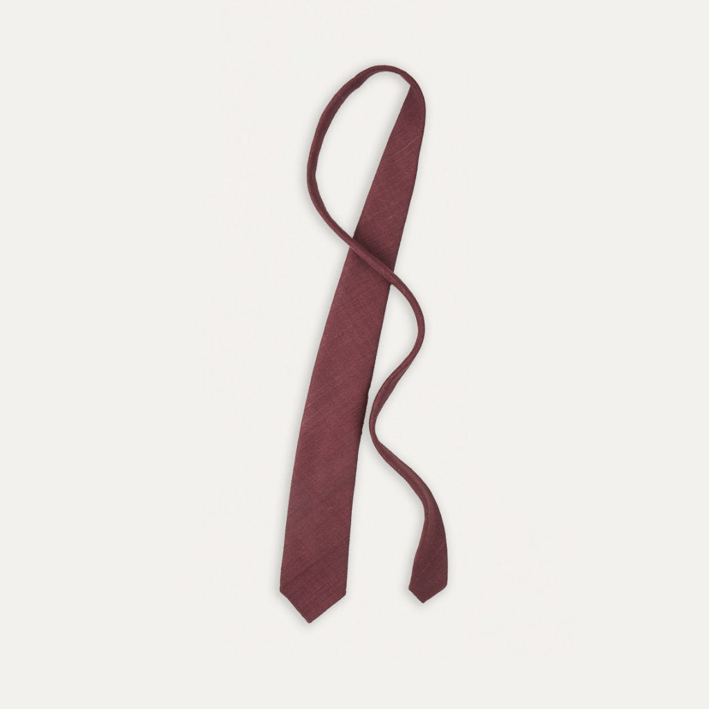 Silk Tussah Handrolled Tie; Wine