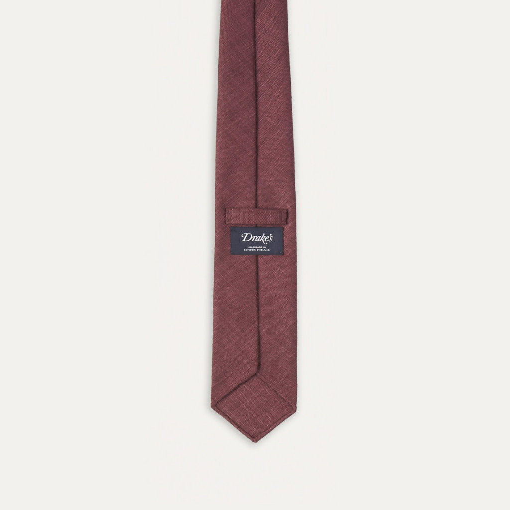 Silk Tussah Handrolled Tie; Wine