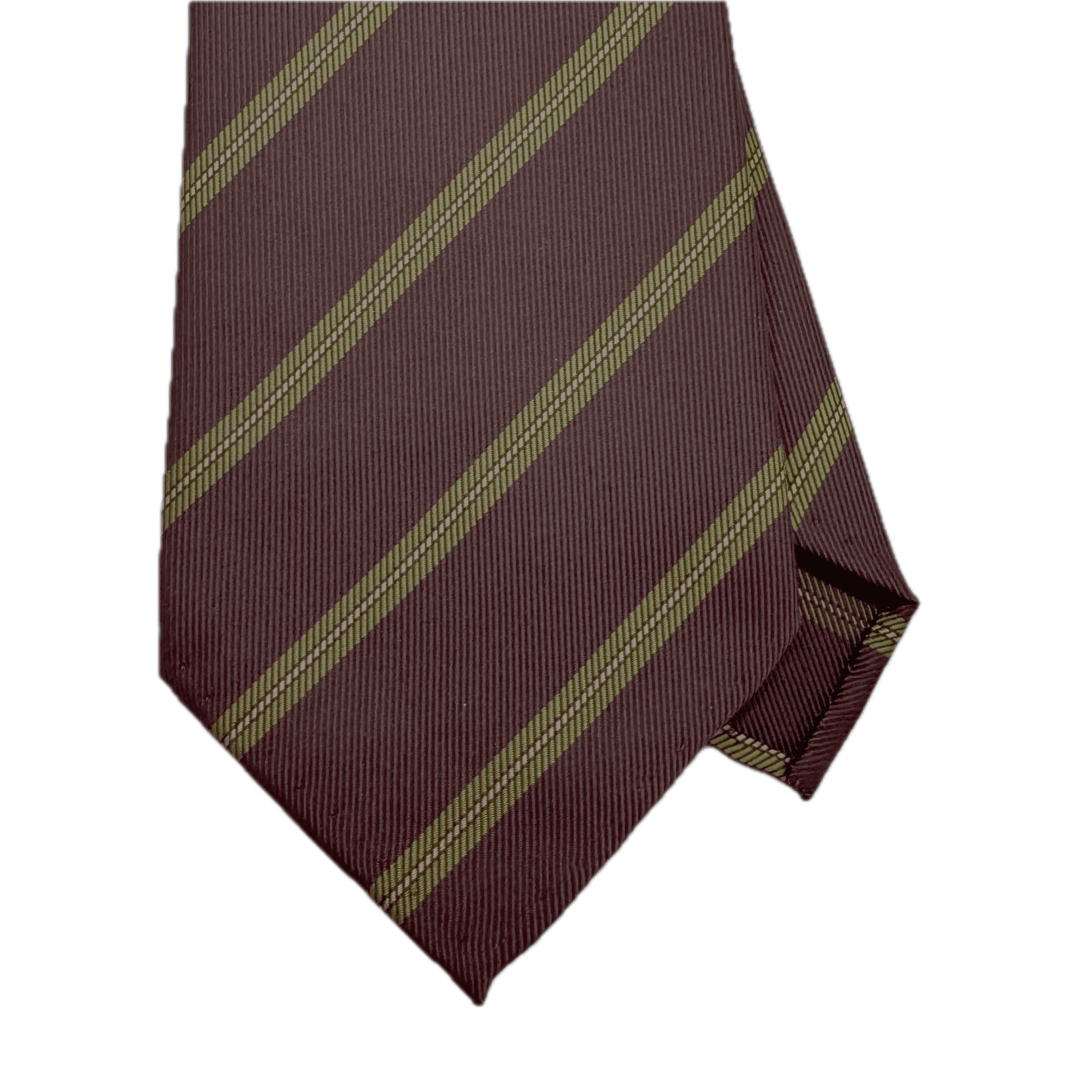 Silk Seven-Fold Tie - Burgundy Lime Stripe