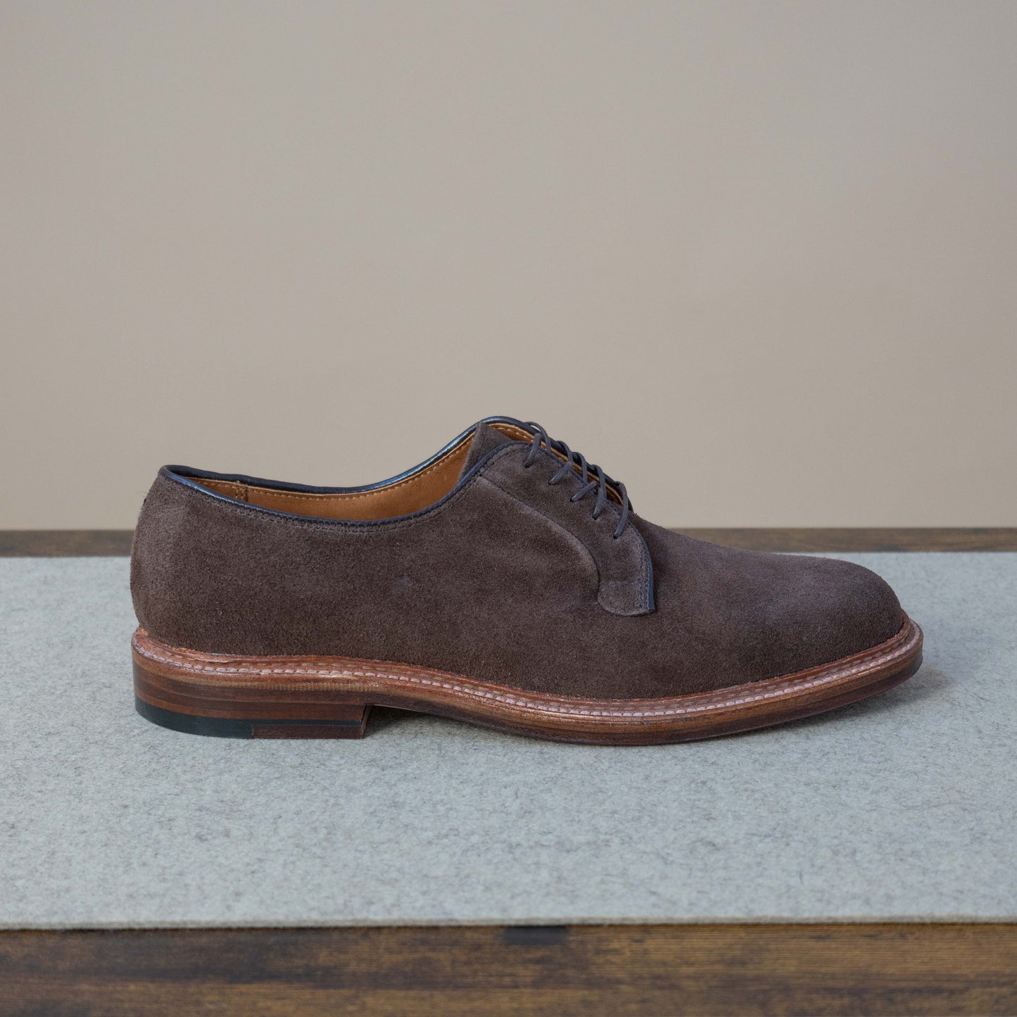 Plain Toe Blucher - Dark Brown Suede