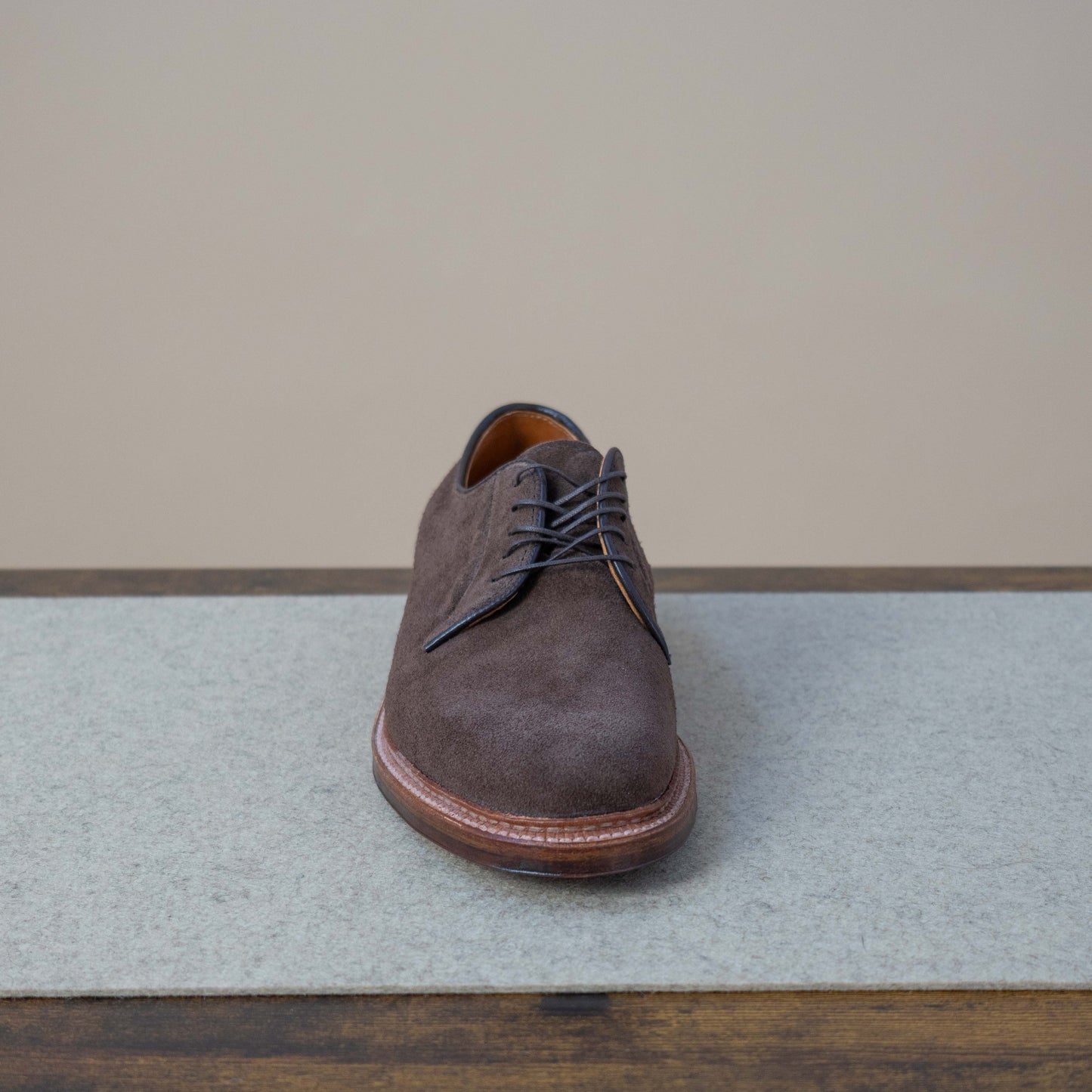 Plain Toe Blucher - Dark Brown Suede