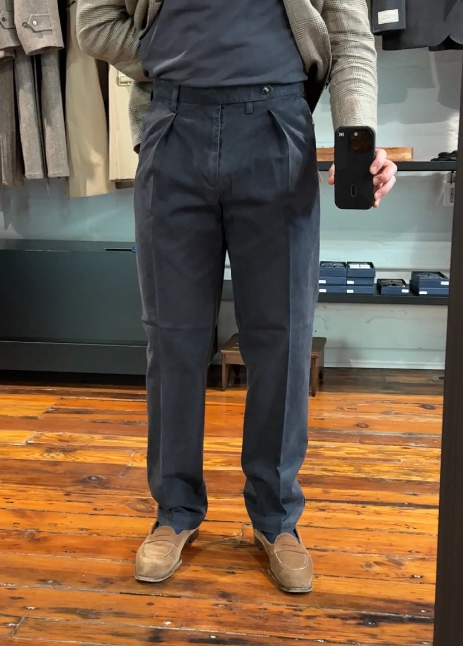 Washed Black Single Pleat French Work Chino - 1510P