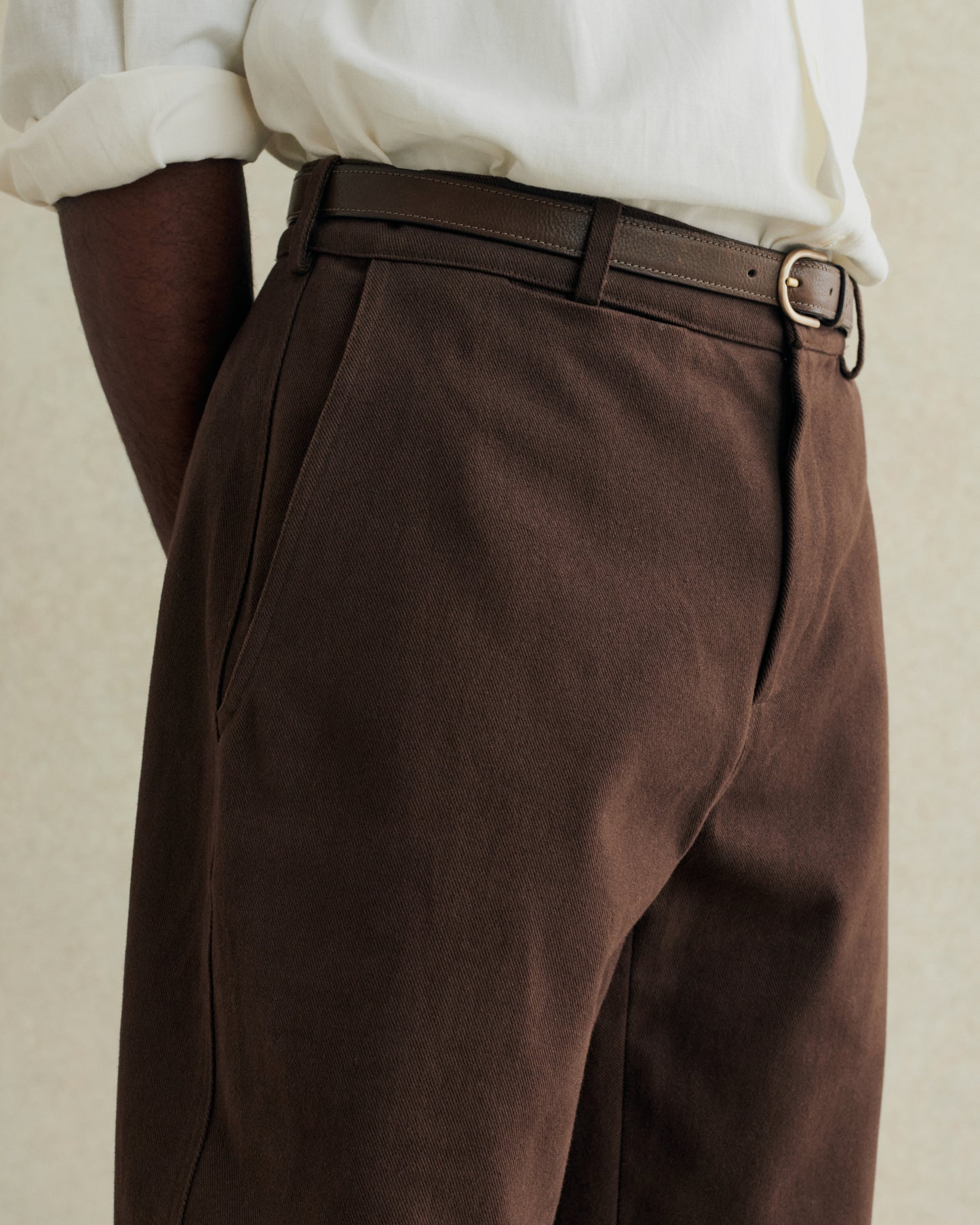 Balloon Trouser Heavy Cotton Drill - Brown