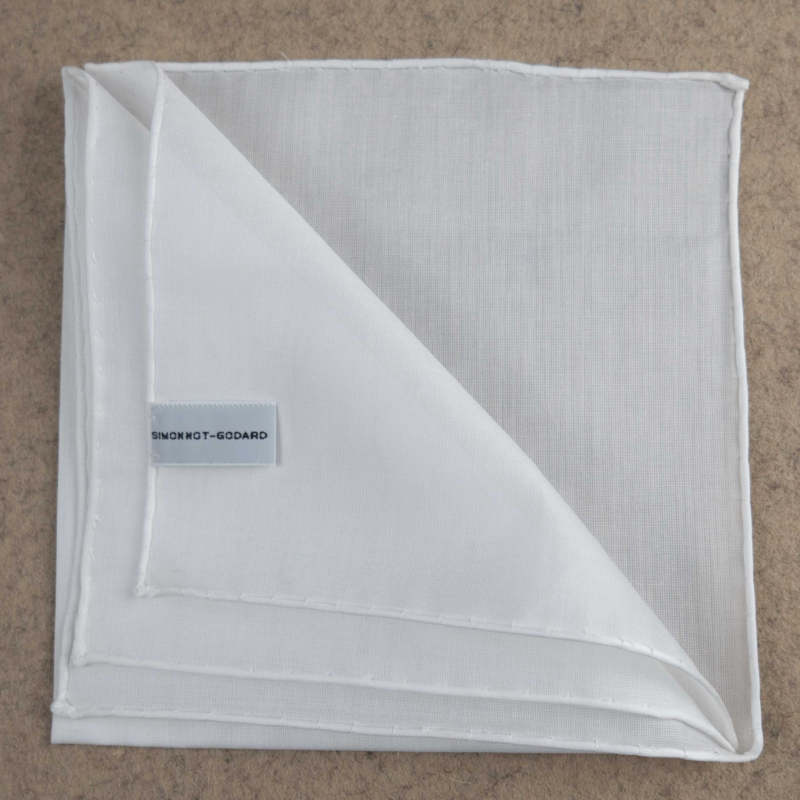 Handrolled Pocket Square - White