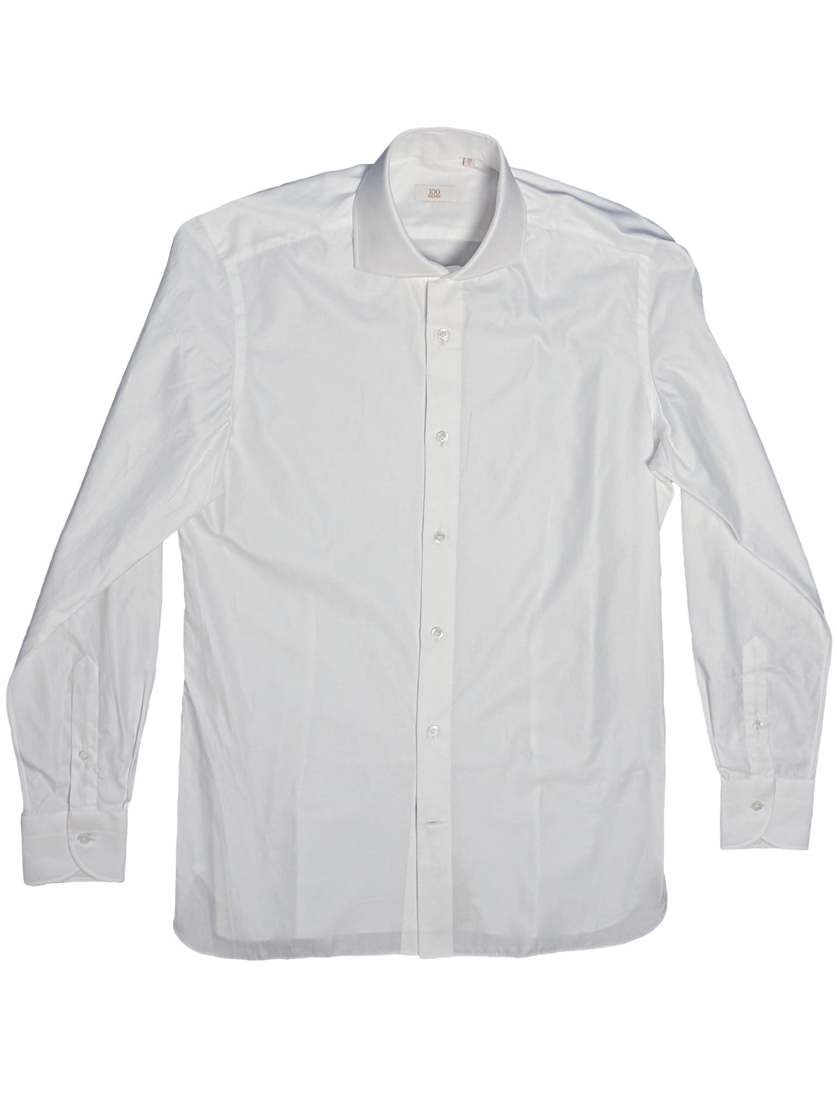 100Hands Gold Line white twill dress shirt with classic collar and long sleeves