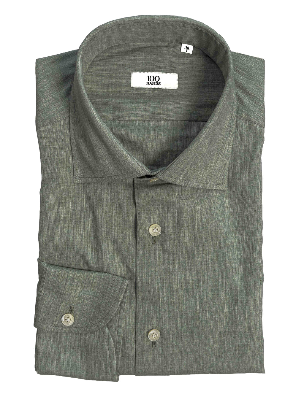 Micro Herringbone Shirt - Sage Green