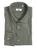 Micro Herringbone Shirt - Sage Green