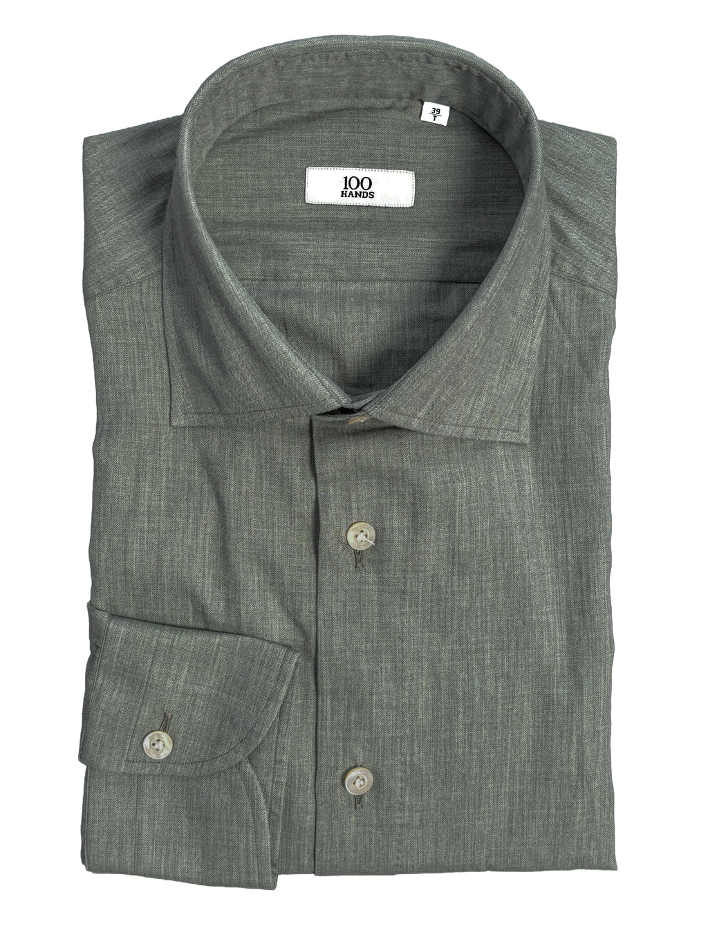 Micro Herringbone Shirt - Sage Green