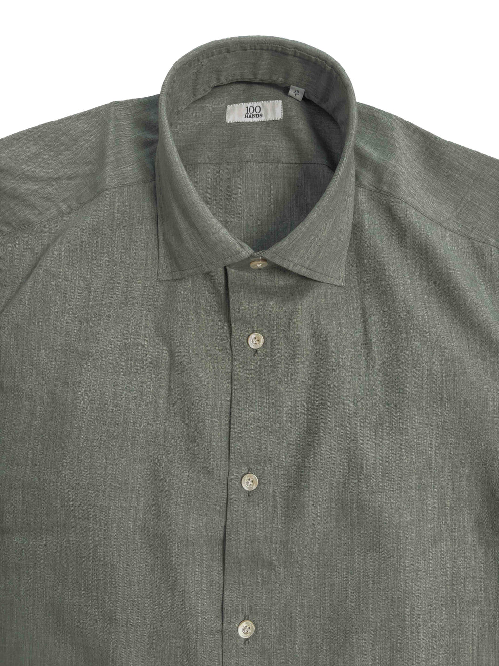 Micro Herringbone Shirt - Sage Green