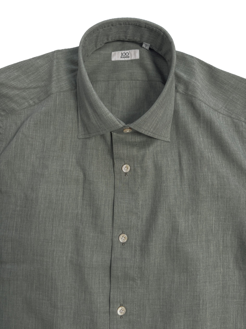 Micro Herringbone Shirt - Sage Green