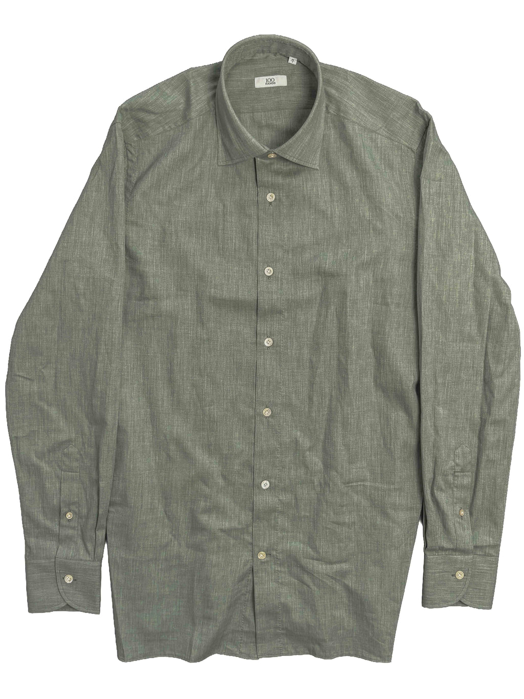 Micro Herringbone Shirt - Sage Green