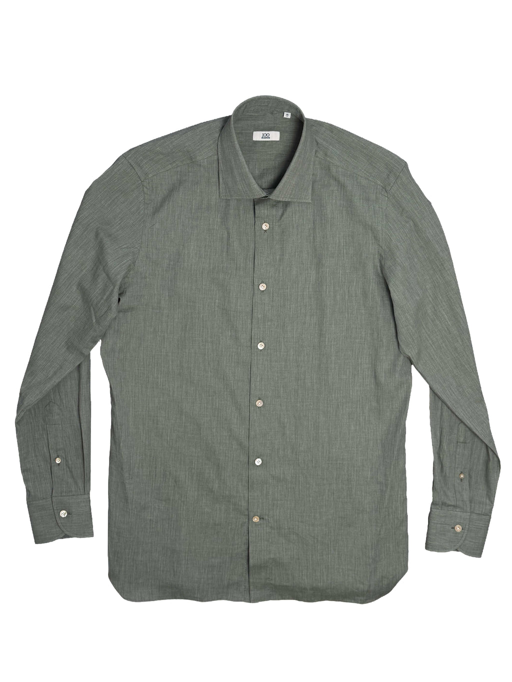 Micro Herringbone Shirt - Sage Green