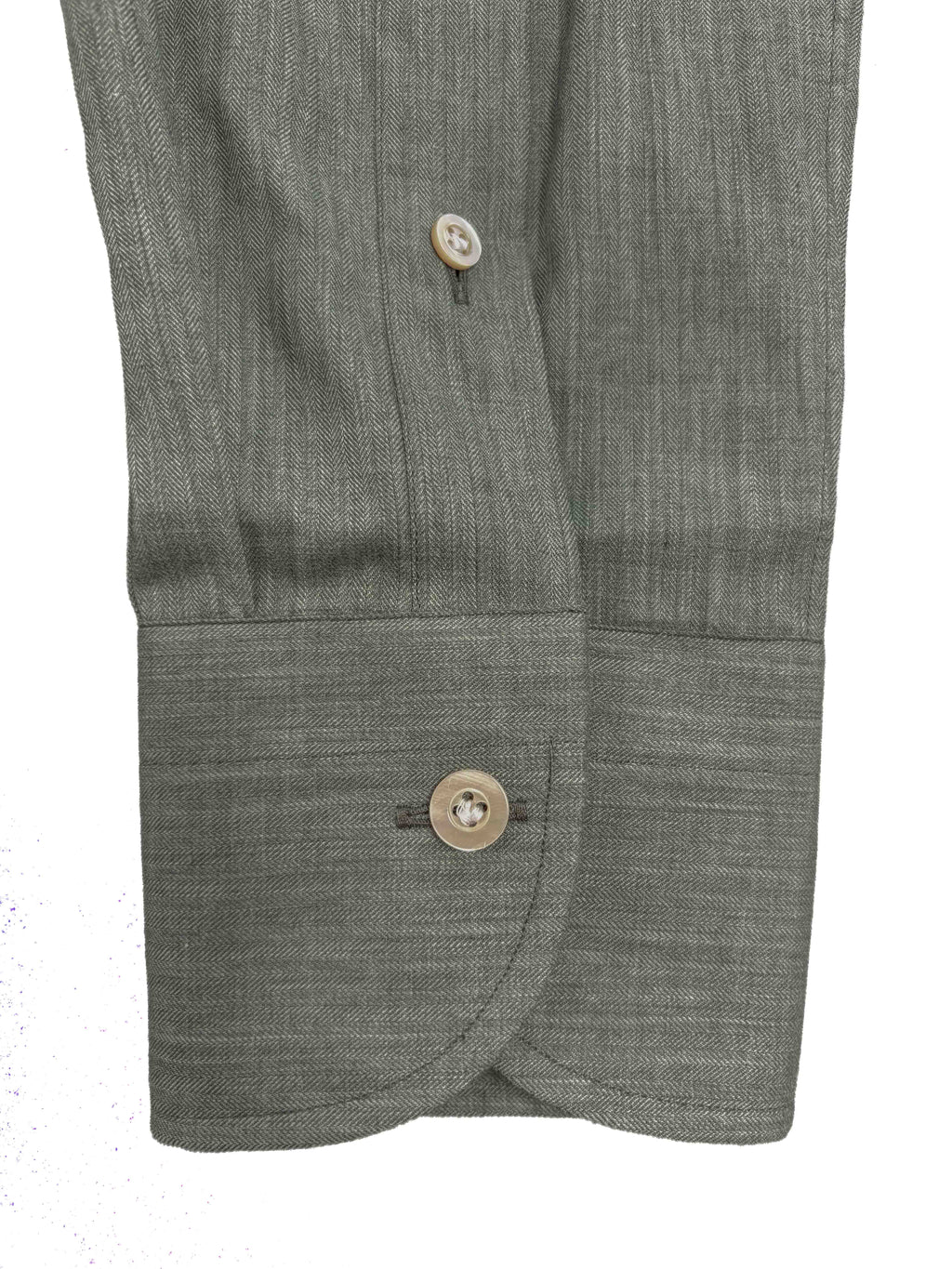 Micro Herringbone Shirt - Sage Green