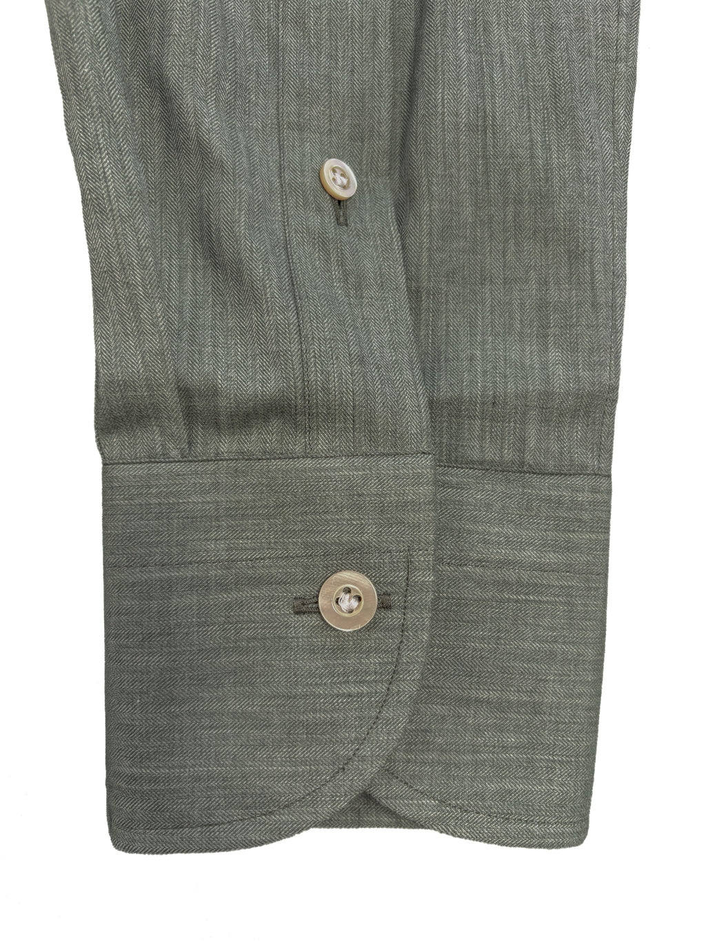 Micro Herringbone Shirt - Sage Green