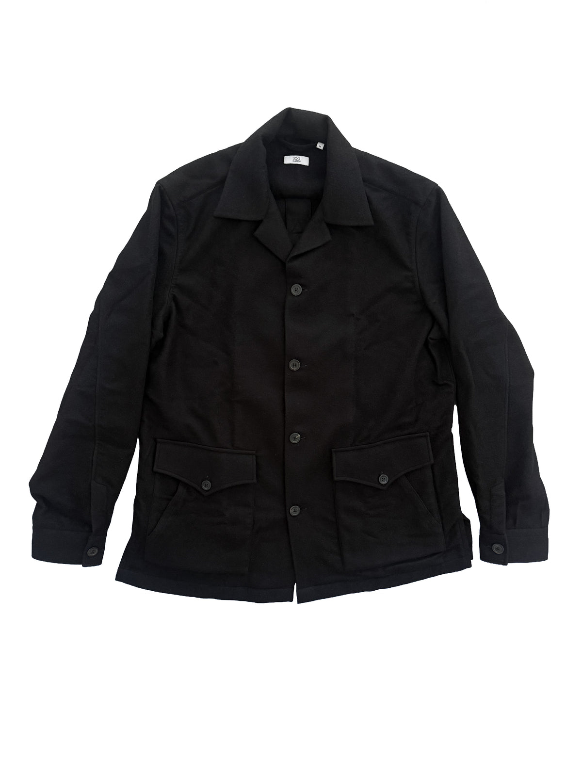 100Hands Traveller Jacket in Black Camel, front view with tailored fit and button closure