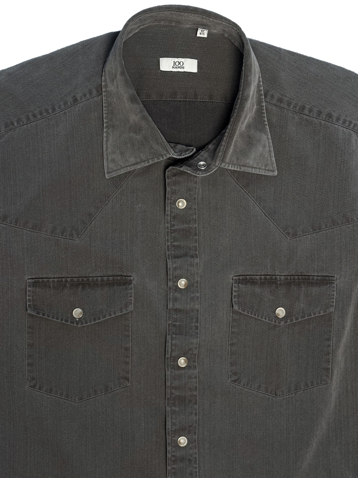 100Hands gray denim western shirt with pointed yokes and button-front closure
