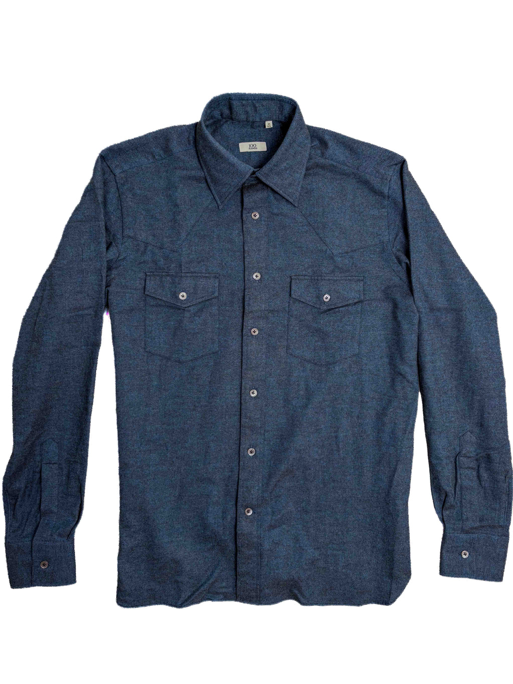 Brushed Oxford Western Shirt - Blue