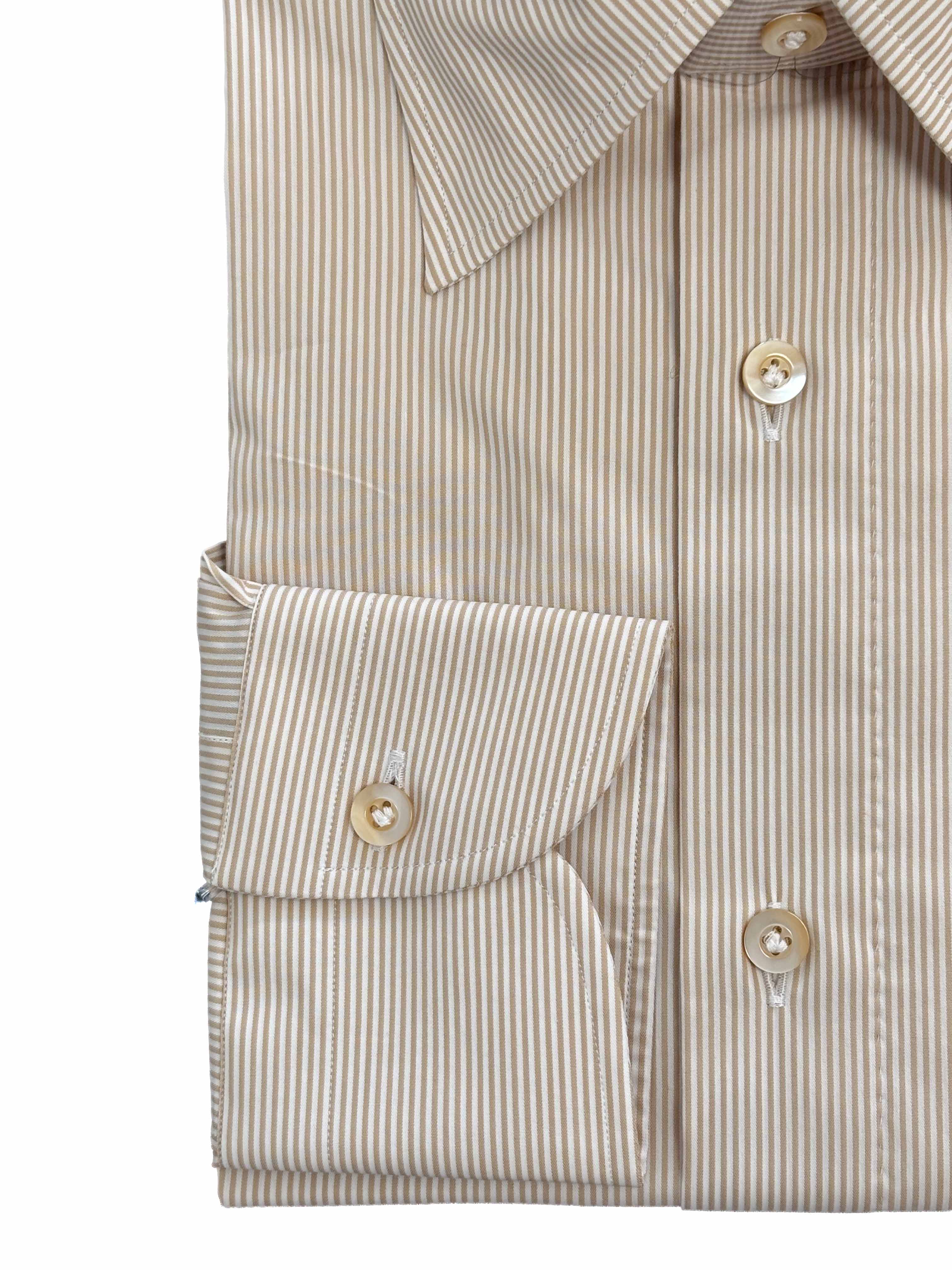 Cotton Camel Hair Stripe Shirt - Camel