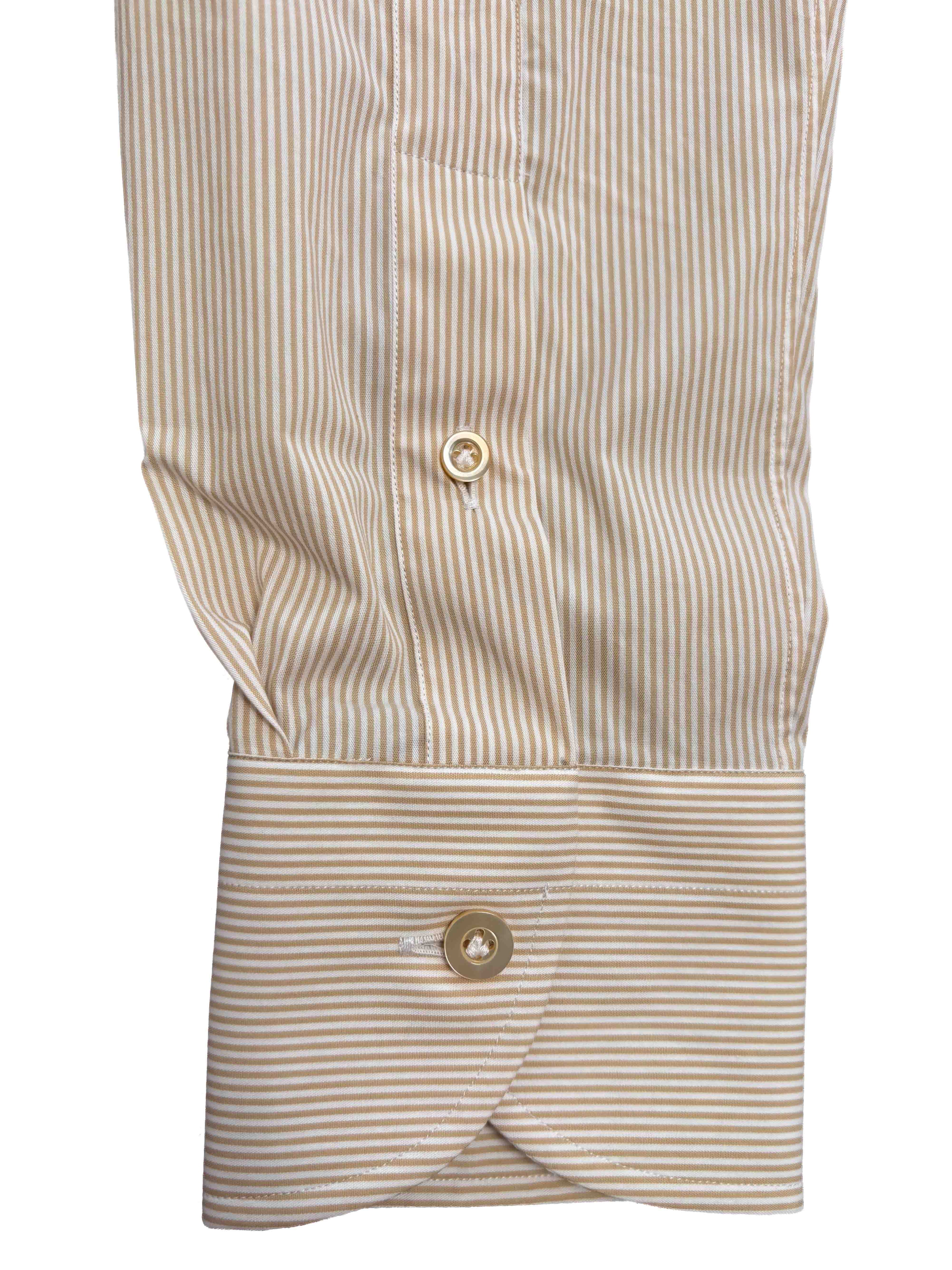 Cotton Camel Hair Stripe Shirt - Camel