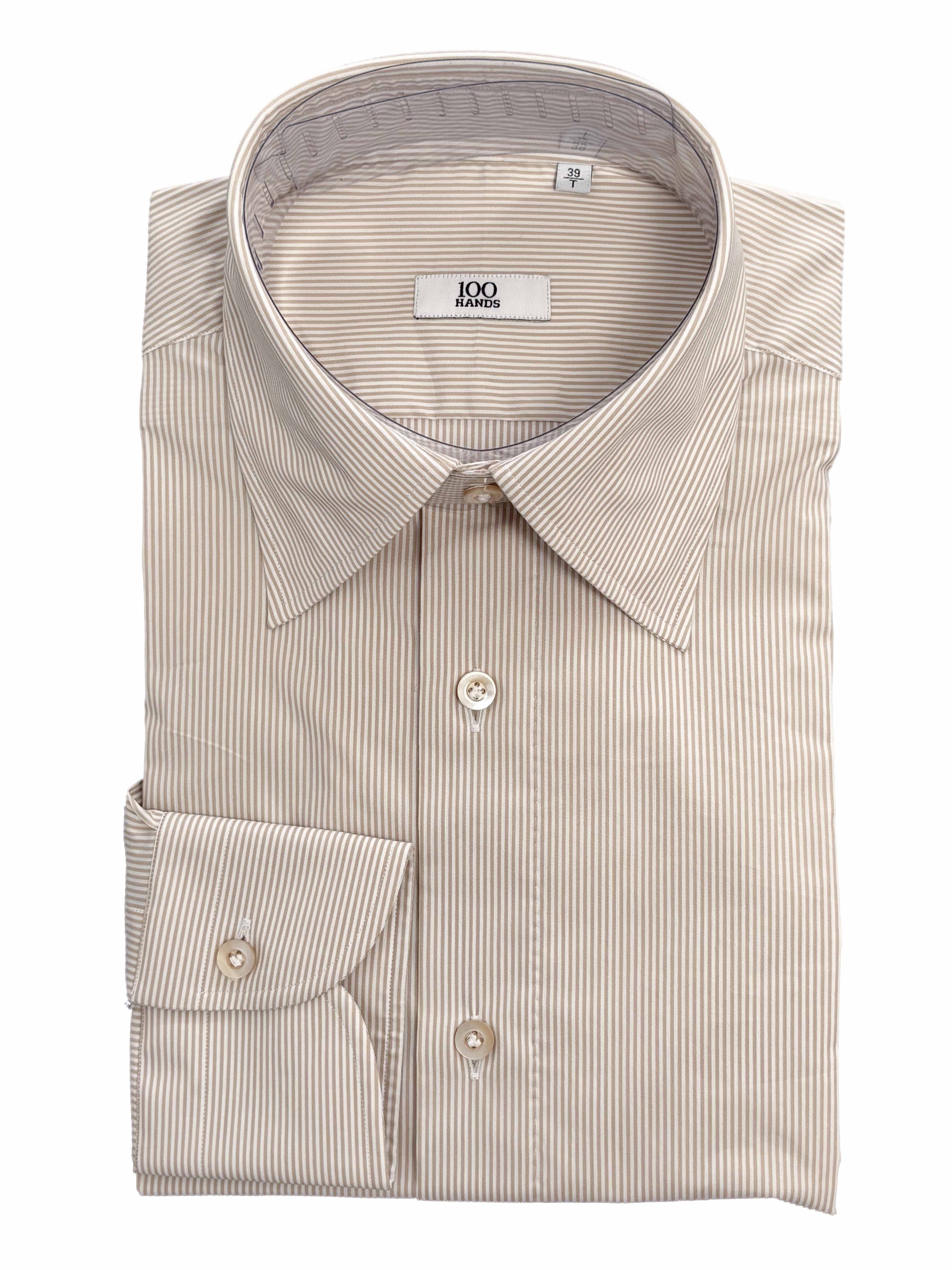 Cotton Camel Hair Stripe Shirt - Camel