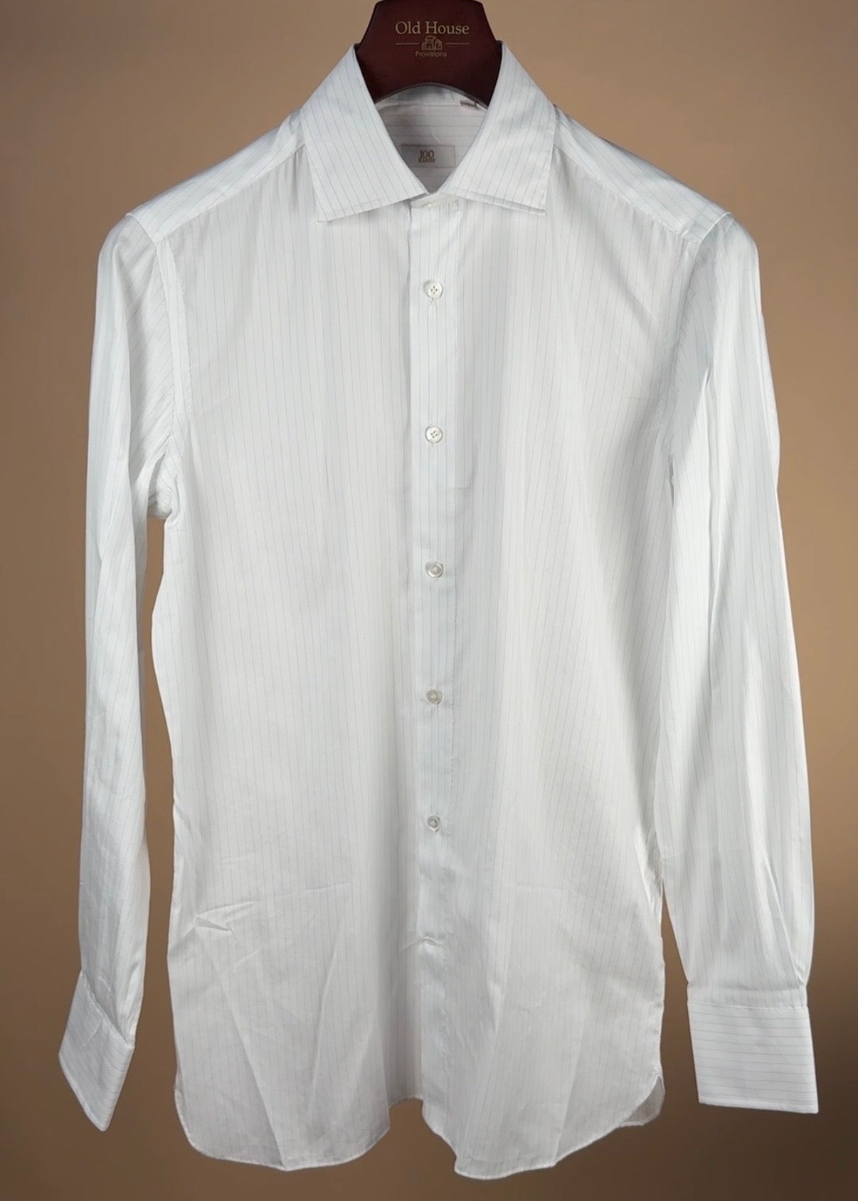 Cotton Linen Pin Stripe Shirt - White/Blue
