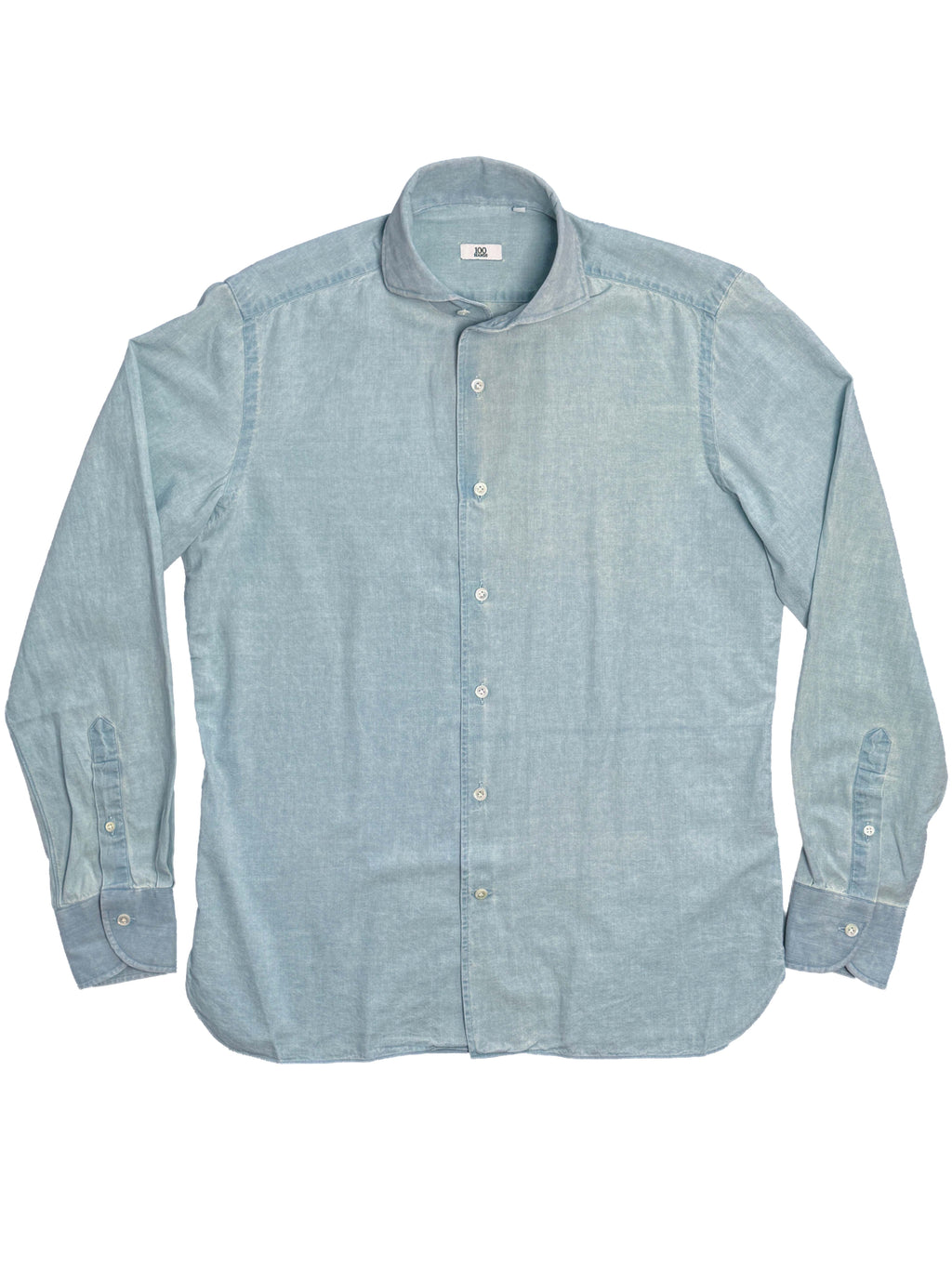 One Piece Collar Japanese Selvedge Chambray Shirt - Ice Wash