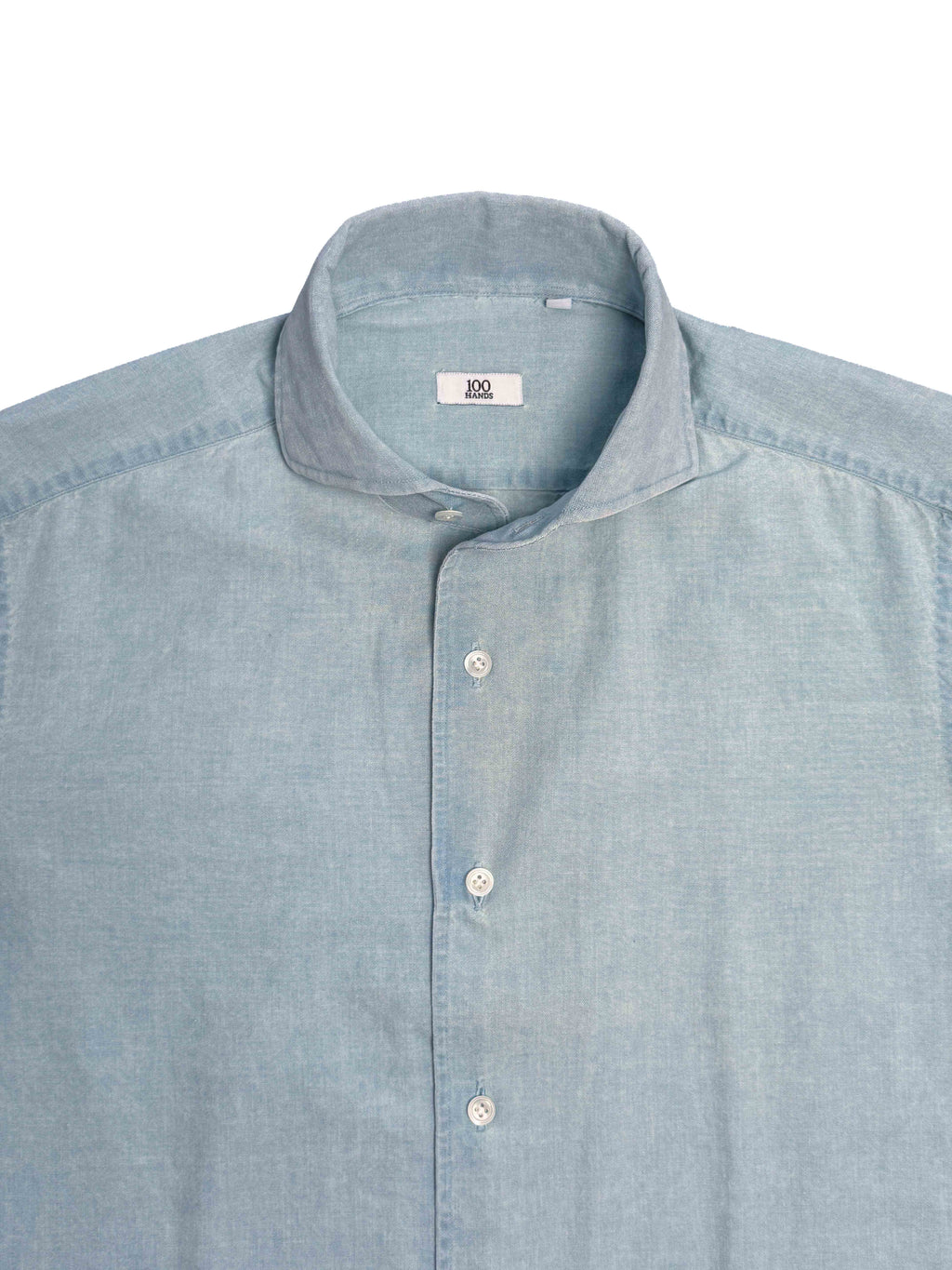 One Piece Collar Japanese Selvedge Chambray Shirt - Ice Wash