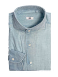 One Piece Collar Japanese Selvedge Chambray Shirt - Ice Wash