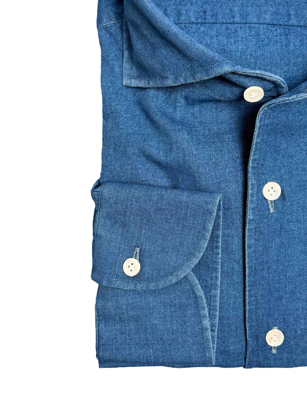 One Piece Collar Japanese Selvedge Chambray Shirt - Indigo