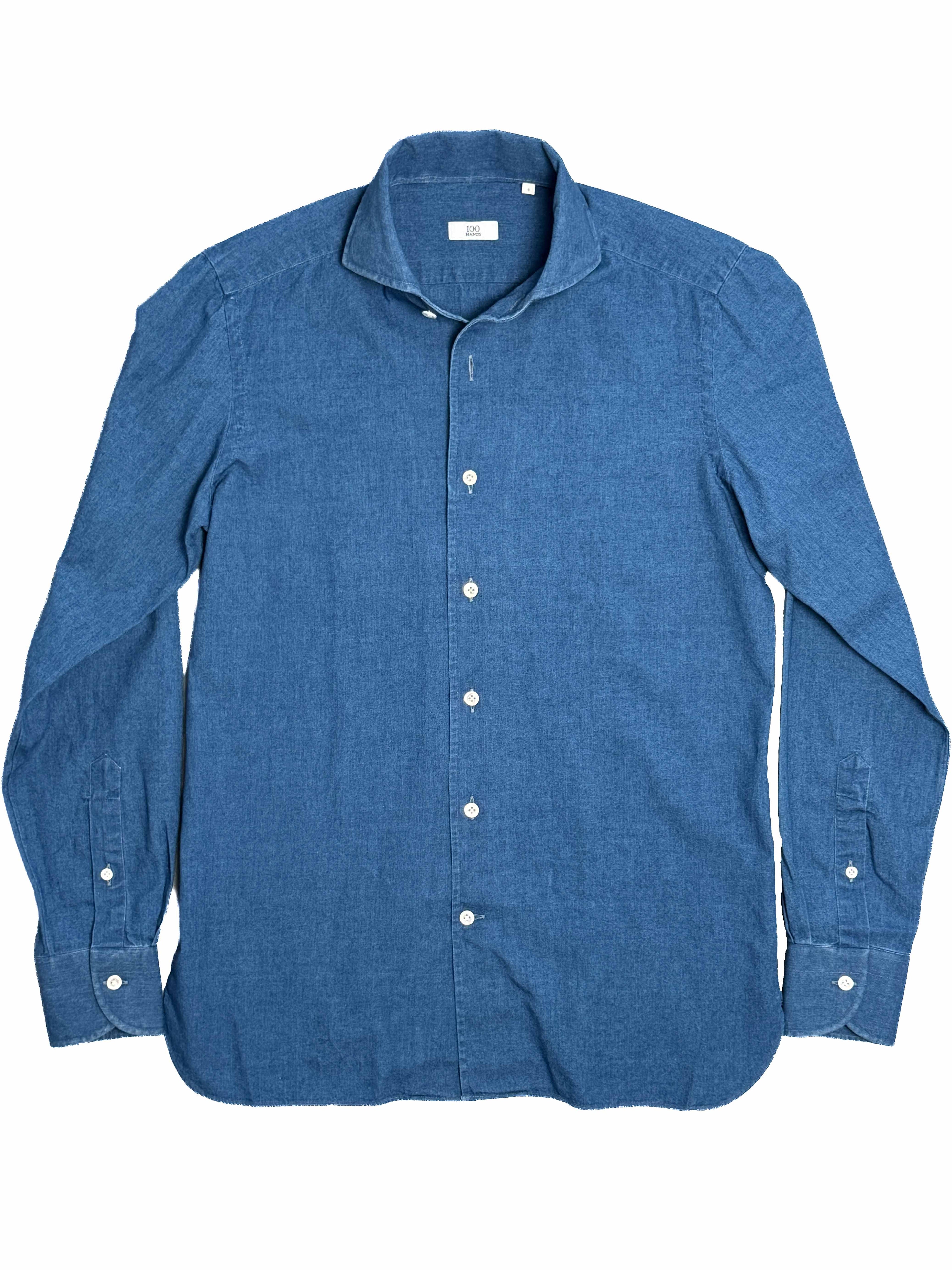 One Piece Collar Japanese Selvedge Chambray Shirt - Indigo