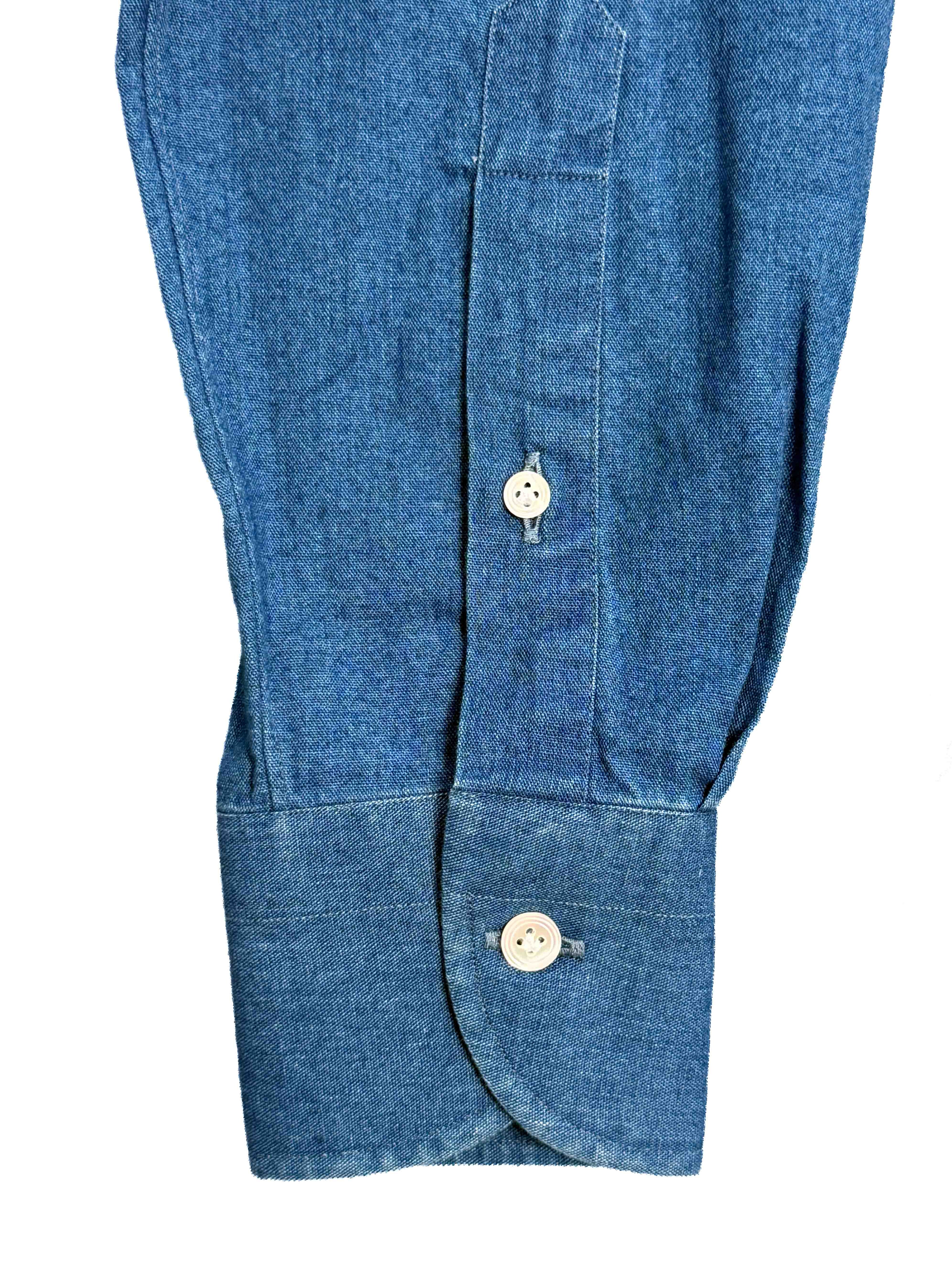 One Piece Collar Japanese Selvedge Chambray Shirt - Indigo
