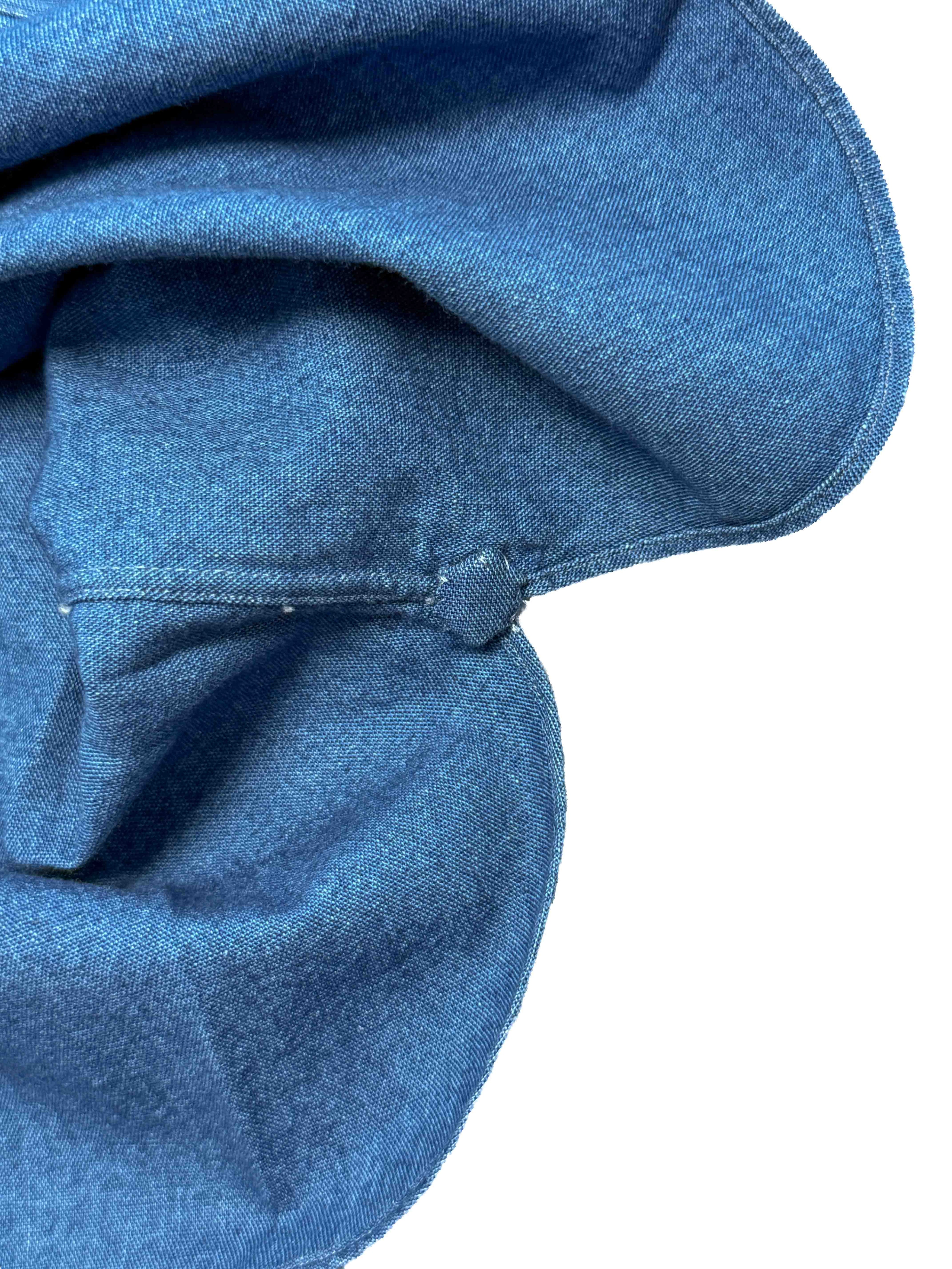 One Piece Collar Japanese Selvedge Chambray Shirt - Indigo