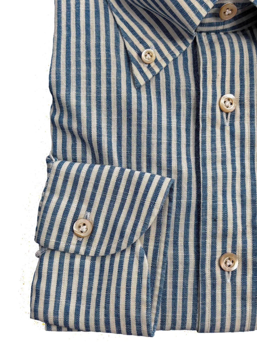 Japanese Vintage Denim Button Down Shirt - Blue Stripe