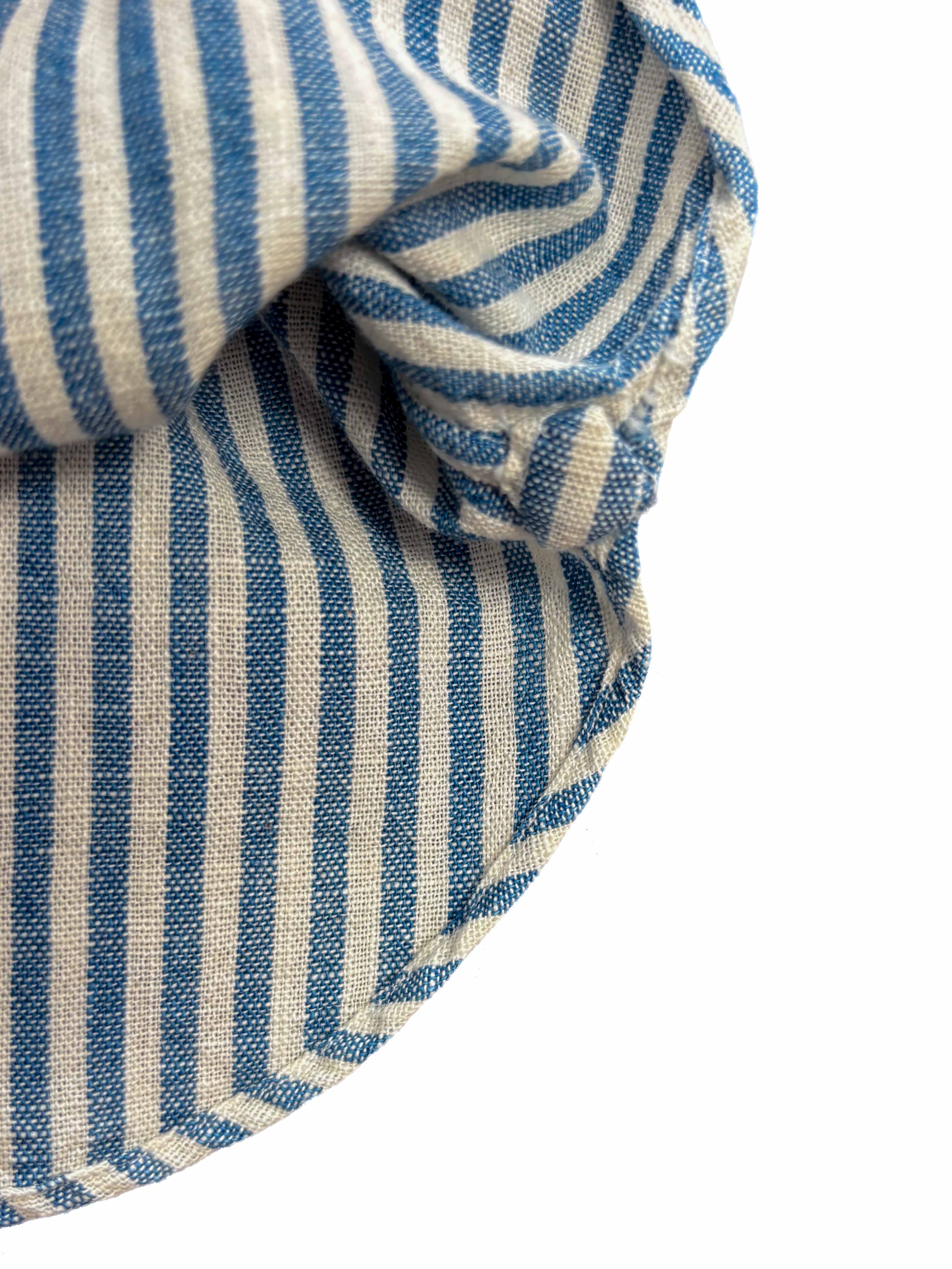 Japanese Vintage Denim Button Down Shirt - Blue Stripe