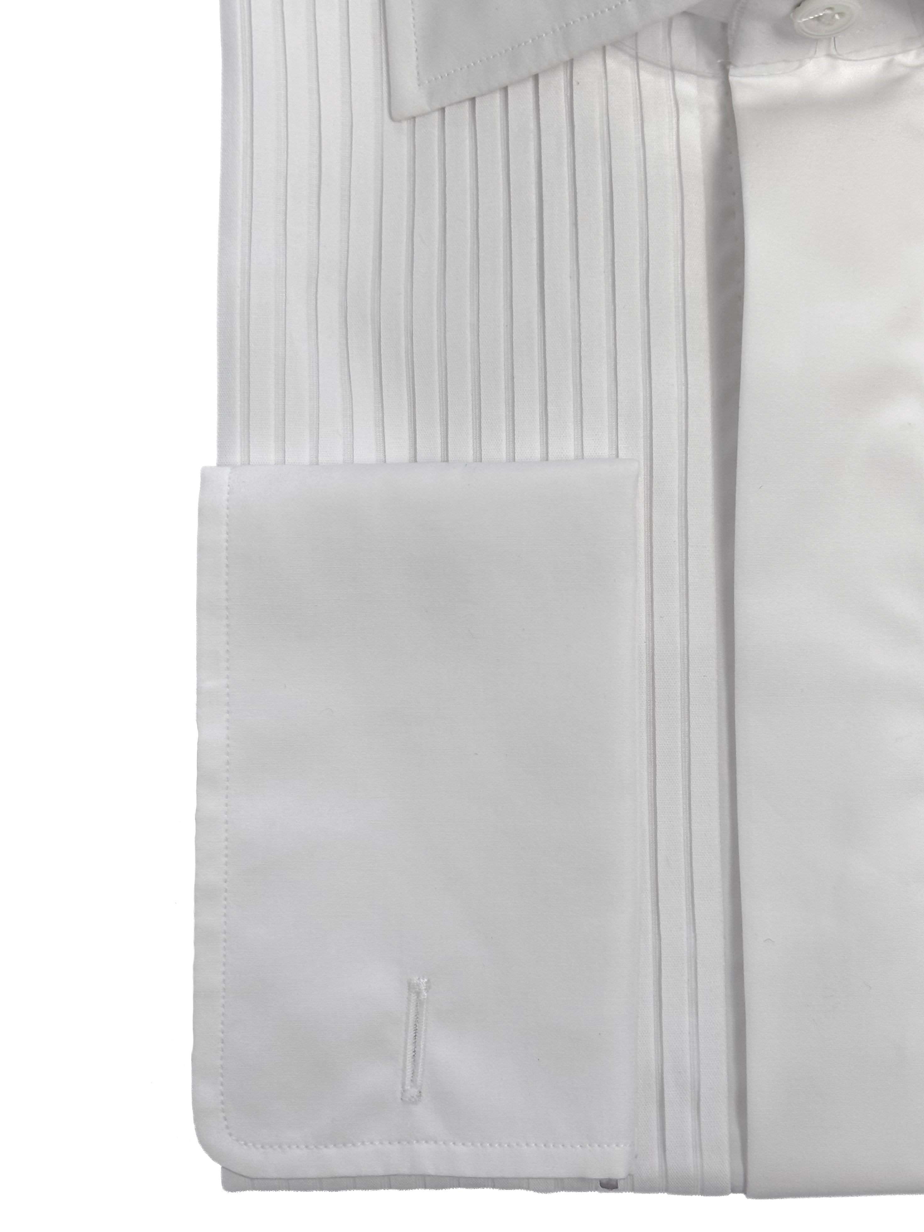 Pleated Tuxedo Shirt Concealed Placket - White