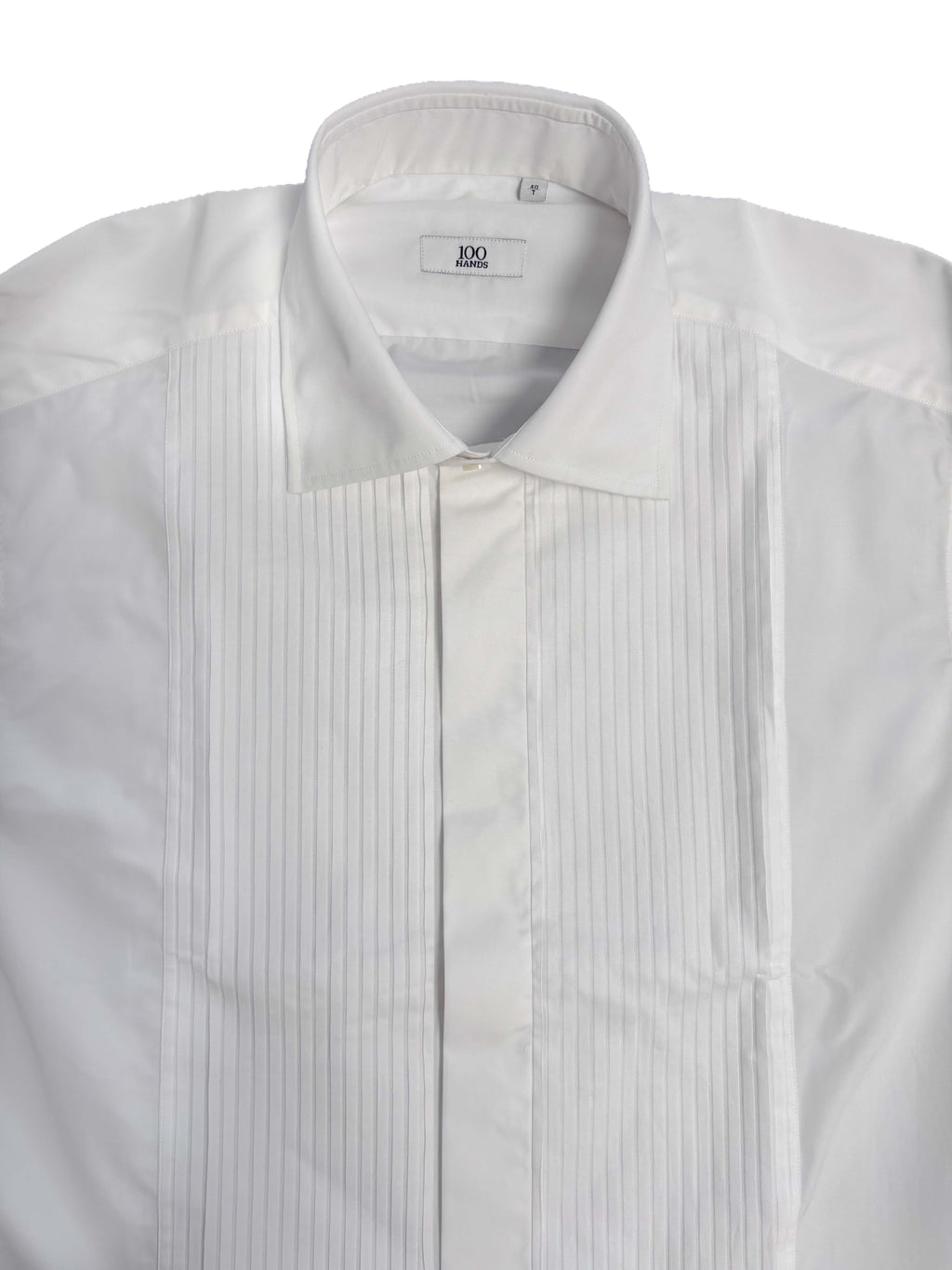 Pleated Tuxedo Shirt Concealed Placket - White