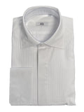 Pleated Tuxedo Shirt Concealed Placket - White