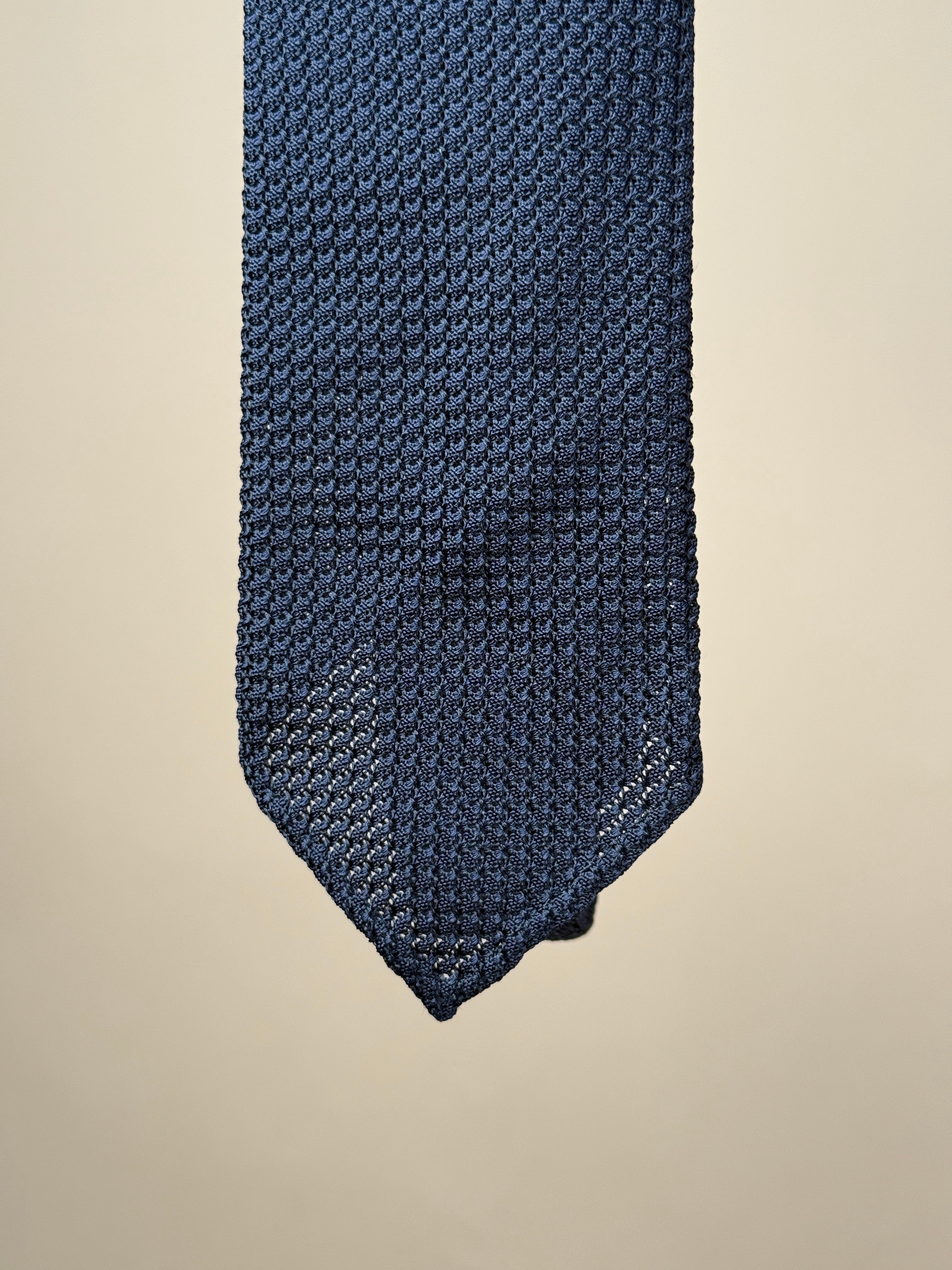 Navy Grenadine tie by Paolo Albizzati, stylish accessories for formal wear, featuring textured woven fabric and classic design.