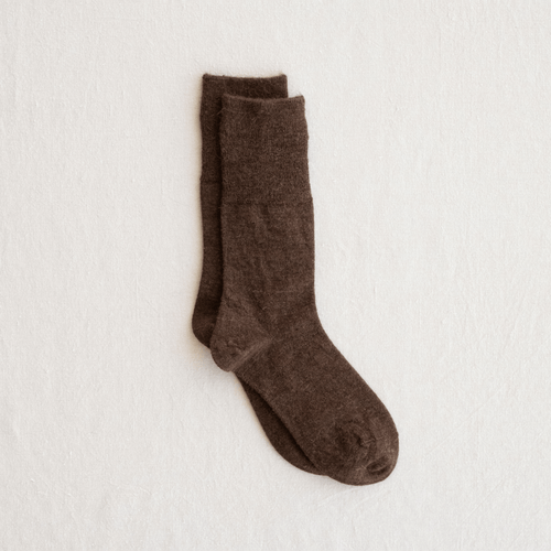 Baby Alpaca Fine Gauge Socks by Yahae, soft and cozy clothing in a close-up showing the fine knit texture and natural fibers.