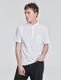 Håndværk pique spread collar polo shirt in white, casual men's clothing with a classic collar and textured fabric.