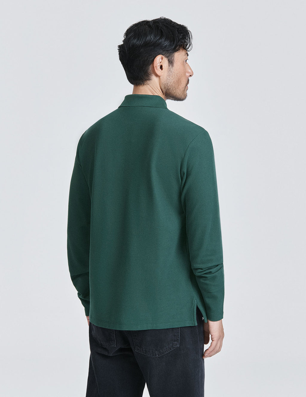 Long Sleeve Pique Polo - Pine Grove