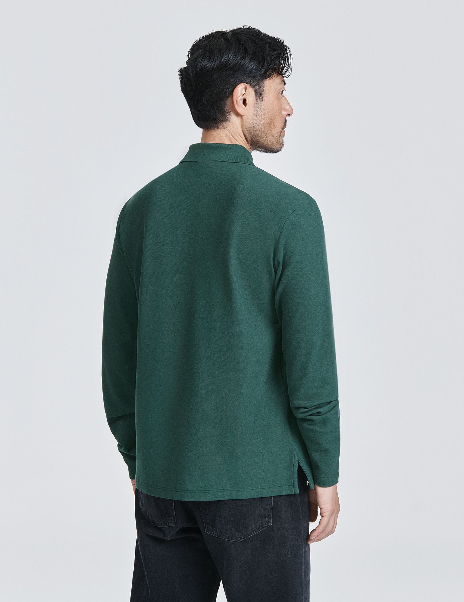 Long Sleeve Pique Polo - Pine Grove